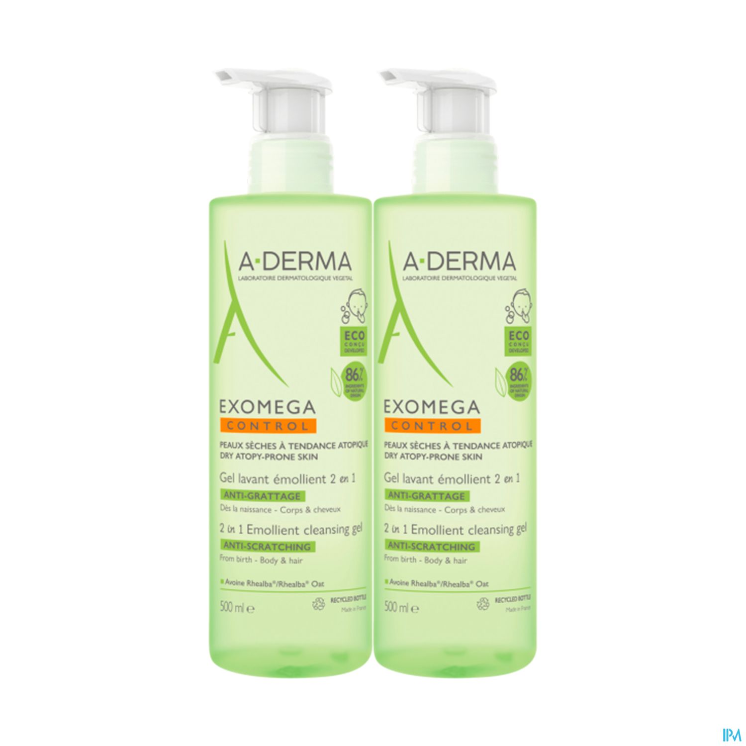 A-DERMA EXOMEGA CONT GEL LAV 2X500