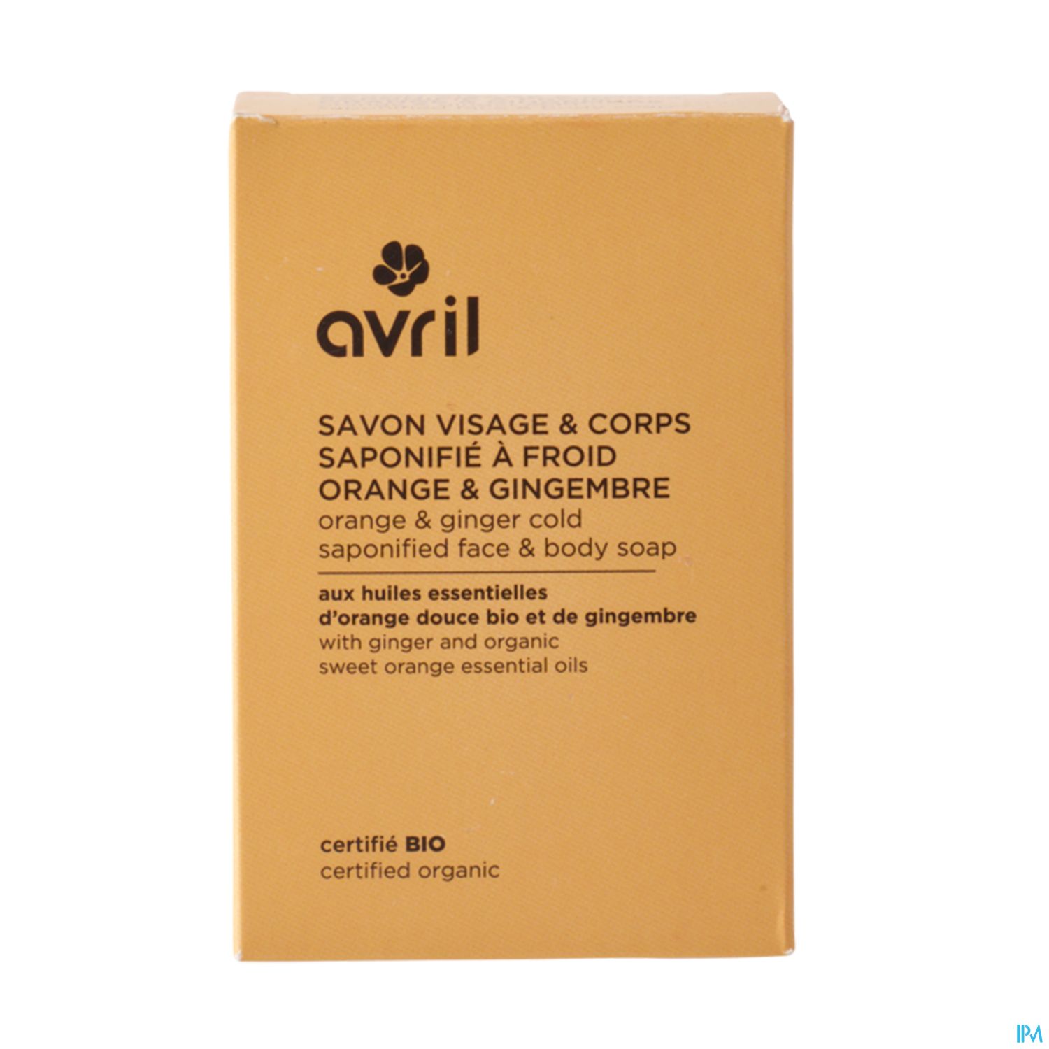 Avril Savon A Froid Visage Corps Orange Gingembre Certifie Bio 100g