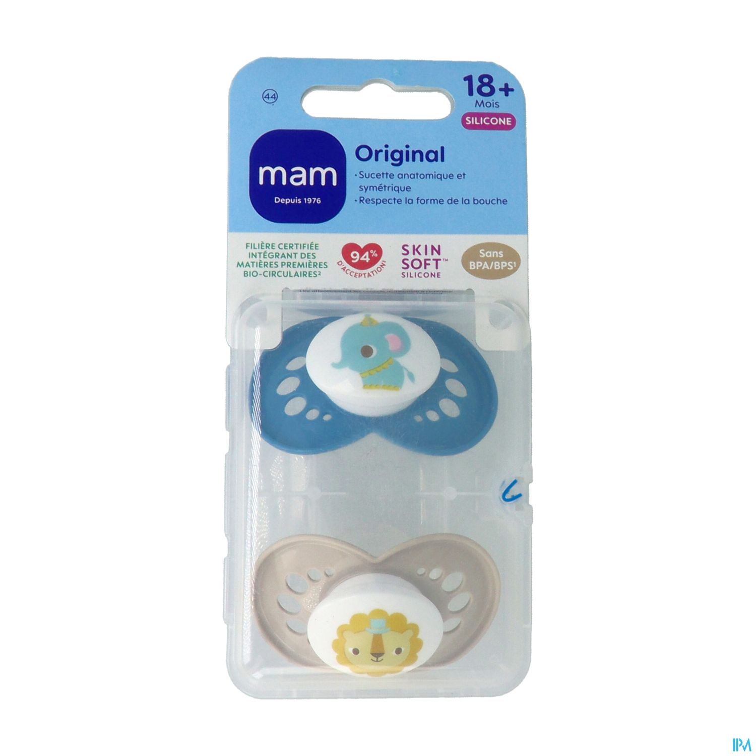 Mam Sucette Original Animaux +18m Silicone X2