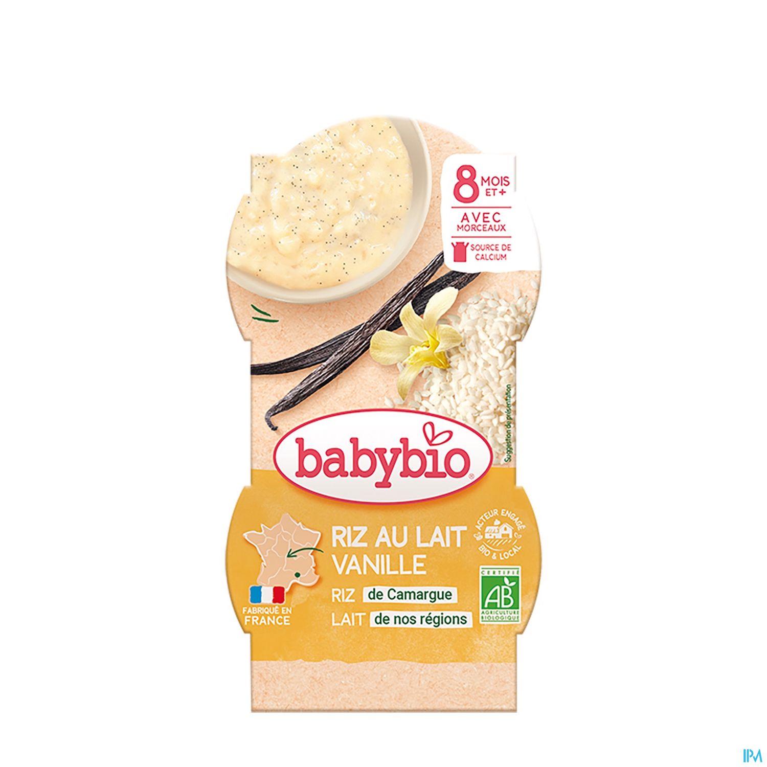 BABYBIO RIZ AU LAIT VANILLE 2X100G