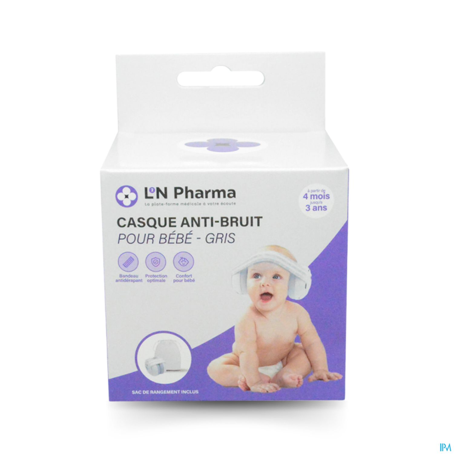 L2N CASQUE A/BRUIT BEBE 3M+ GRIS