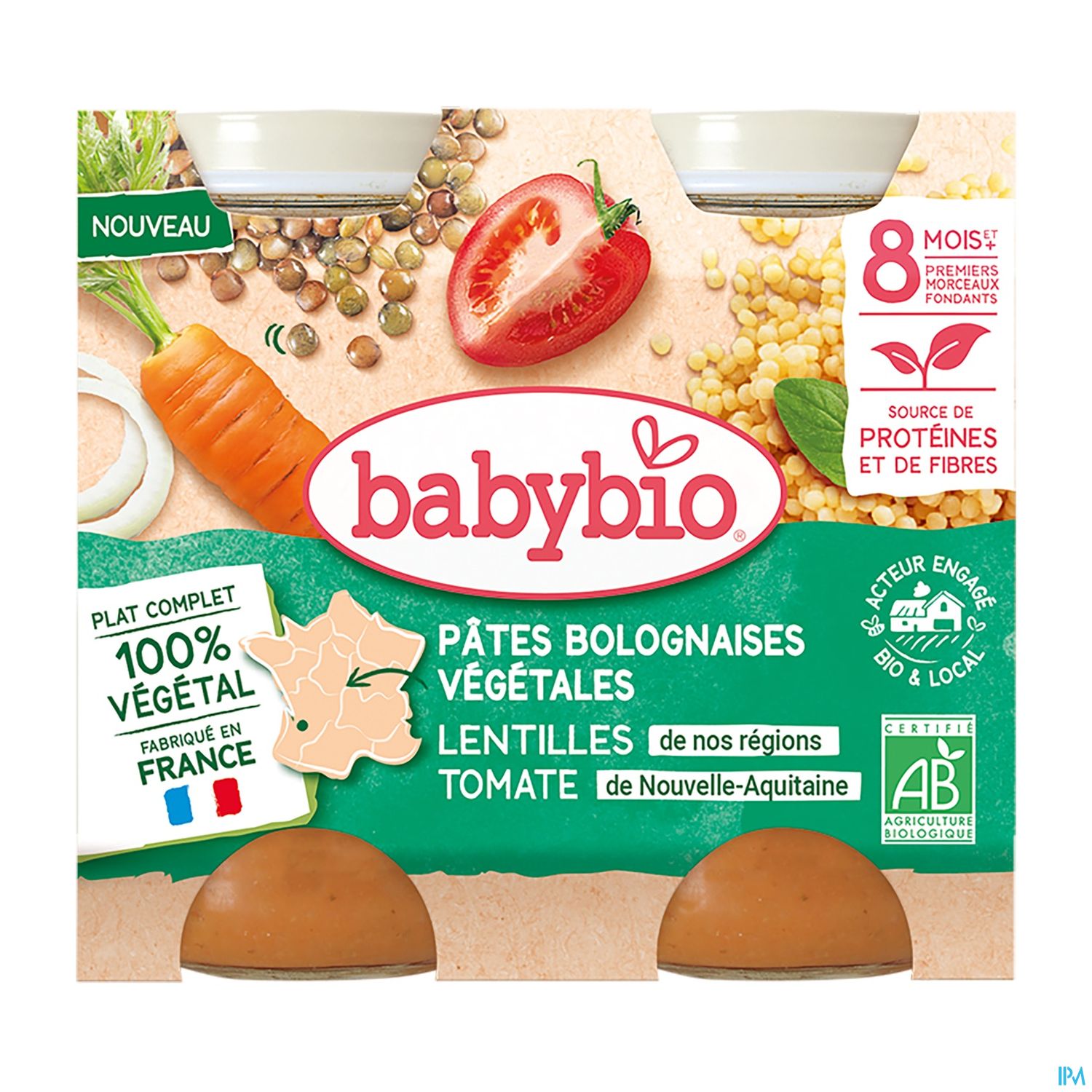 BABYBIO MENU CAROT/LENT CHI 2X200G