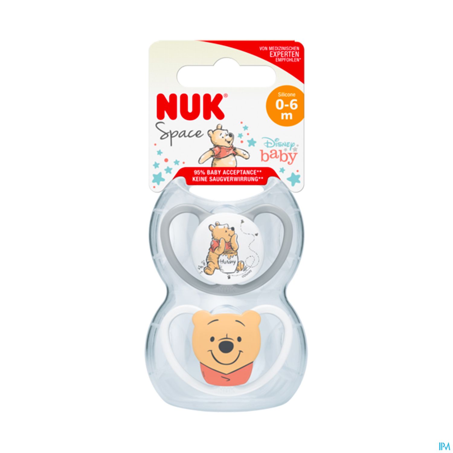 Nuk Sucette Silicone Space 0/6m Winnie l'ourson X2