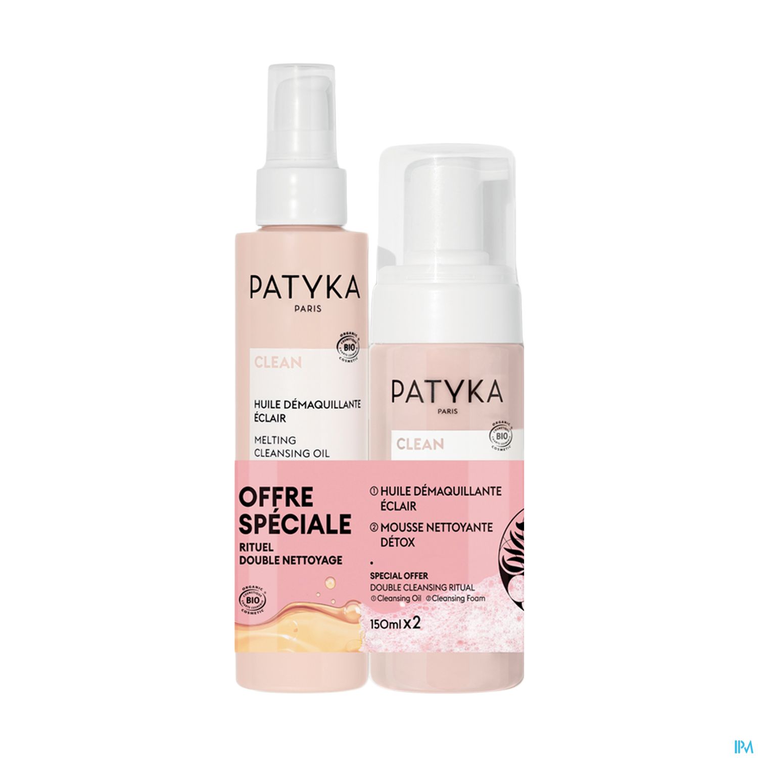 Patyka Clean Mousse Nettoyante Detox Bio 150ml + Huile Demaquillante Eclair Bio 150ml