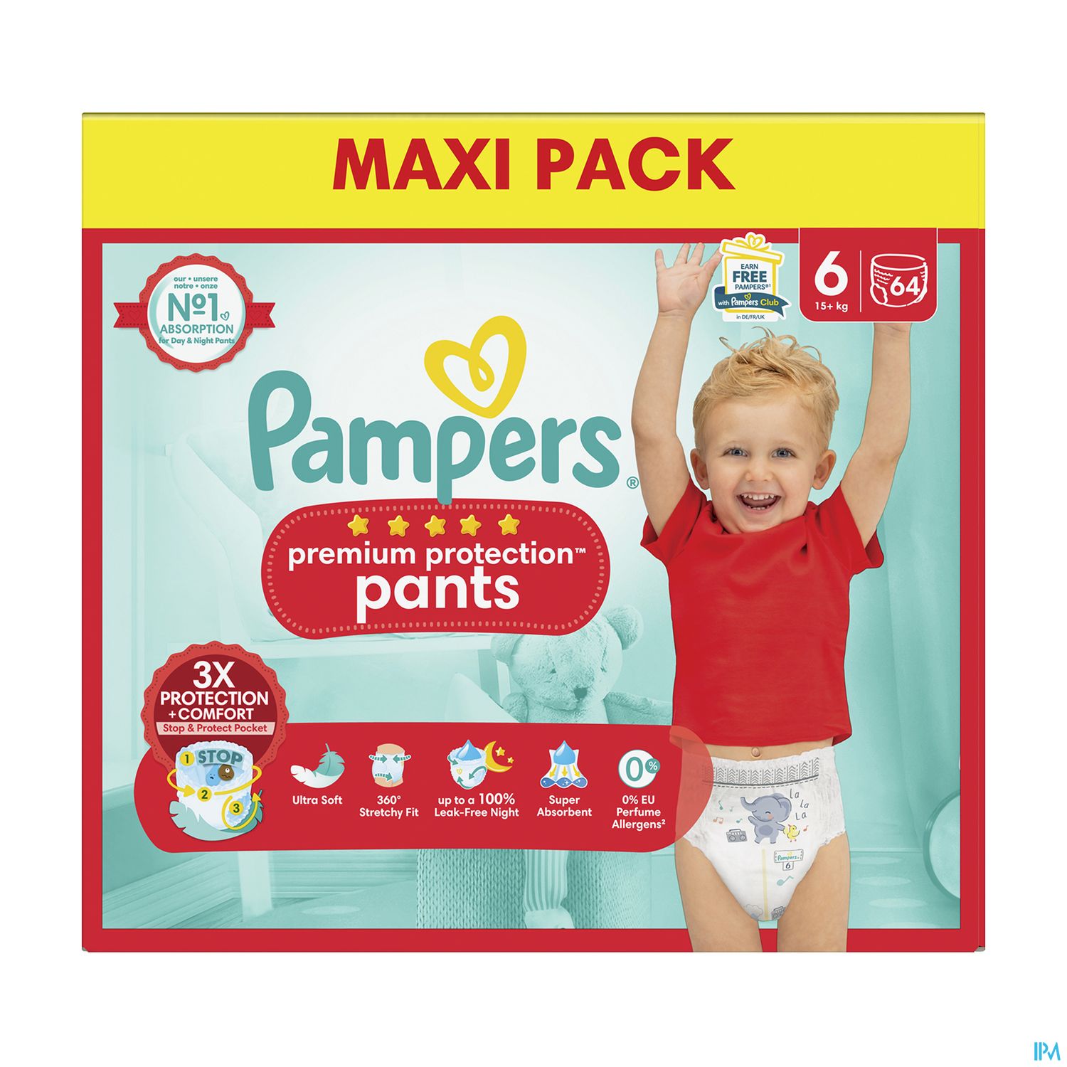 Pampers Premium Protection Pants Culotte T6 +15kg 64