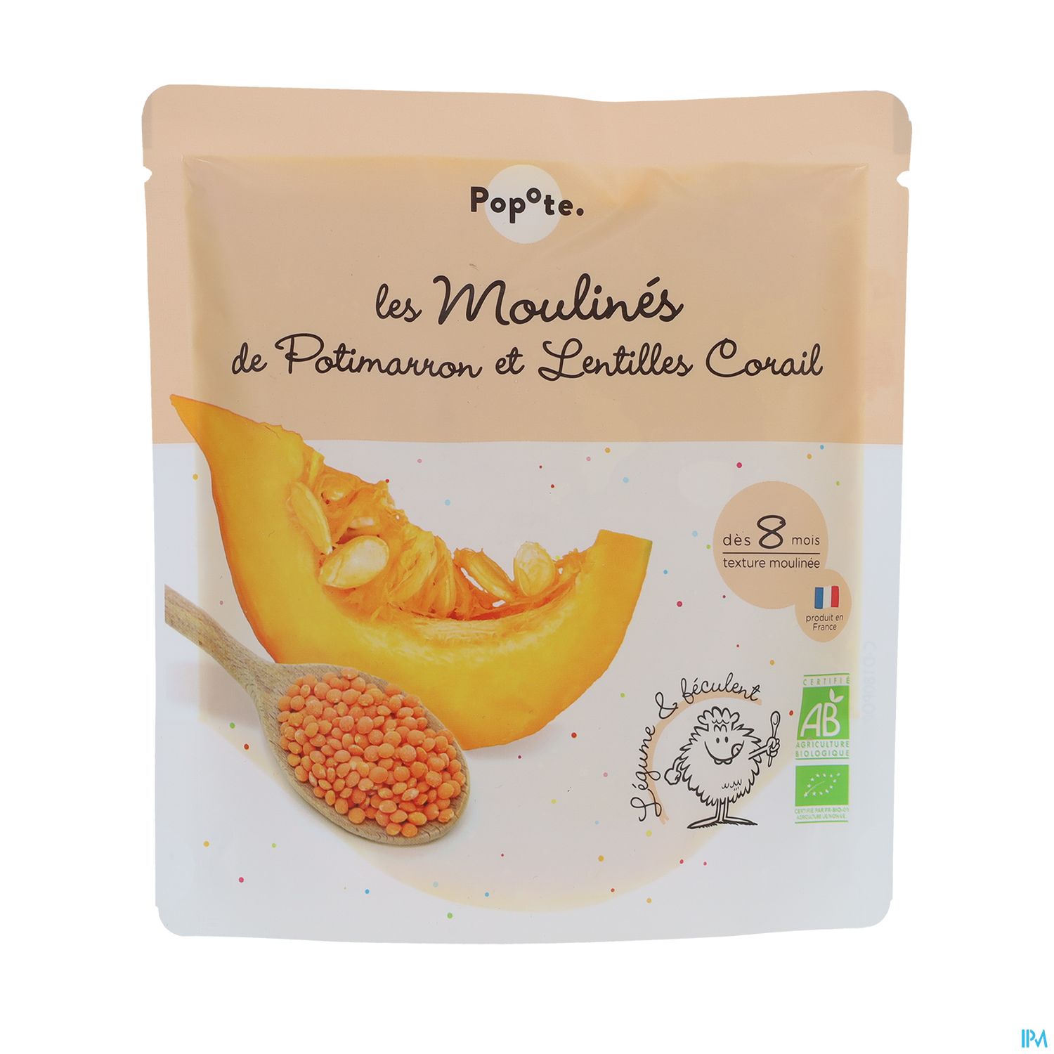 Popote Les Moulines Potimarron Lentilles Corail 180g