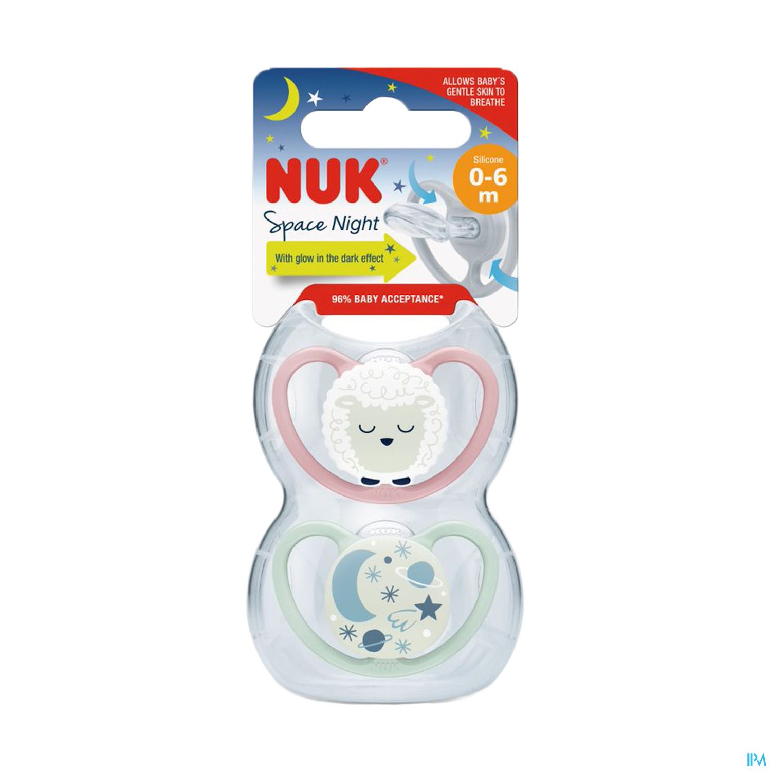 Nuk Sucette Silicone Space 0/6m Nuit Fille X2