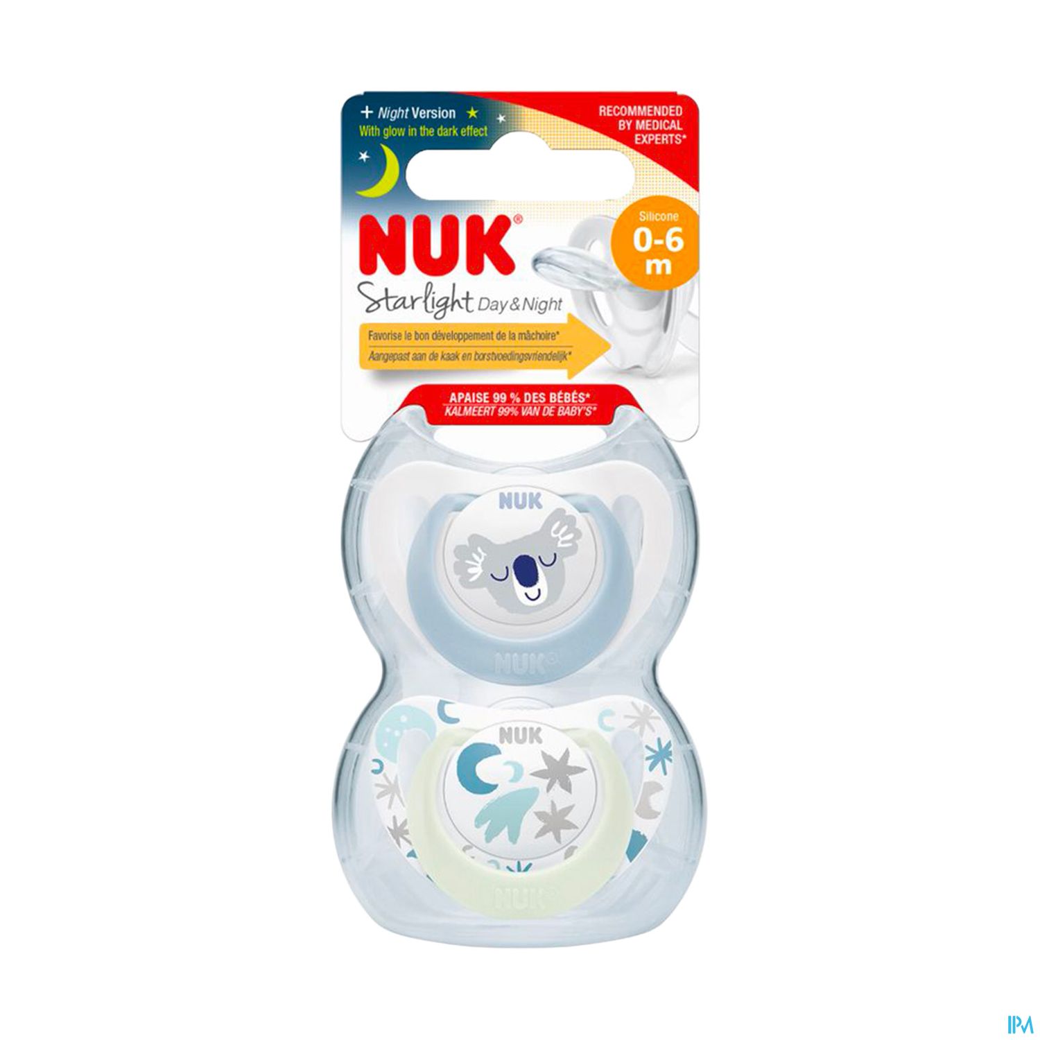 Nuk Sucette Silicone Starlight 0/6m Garcon X2