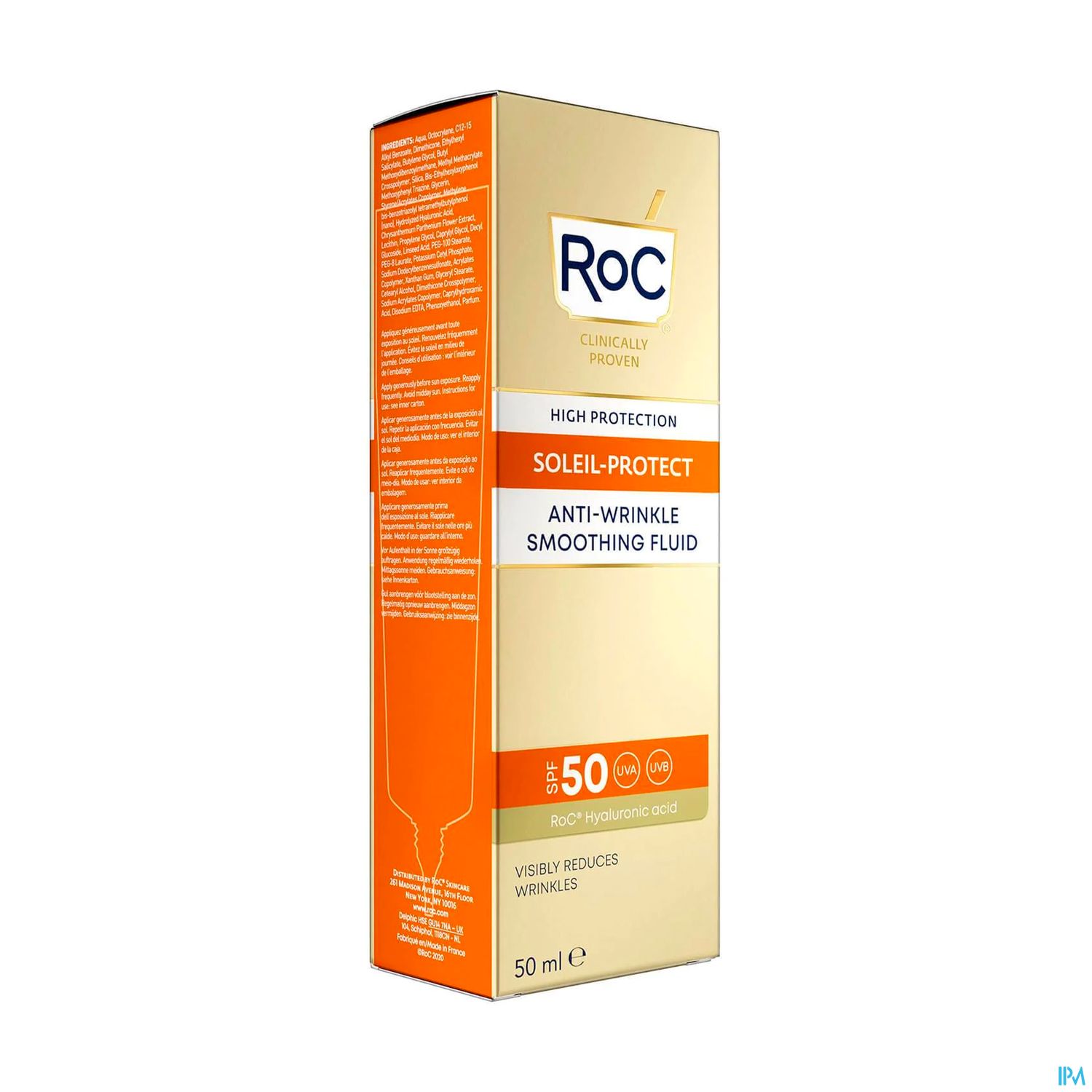 Roc Soleil Protect Visage Fluide Antirides Lissant Spf50+ 50ml