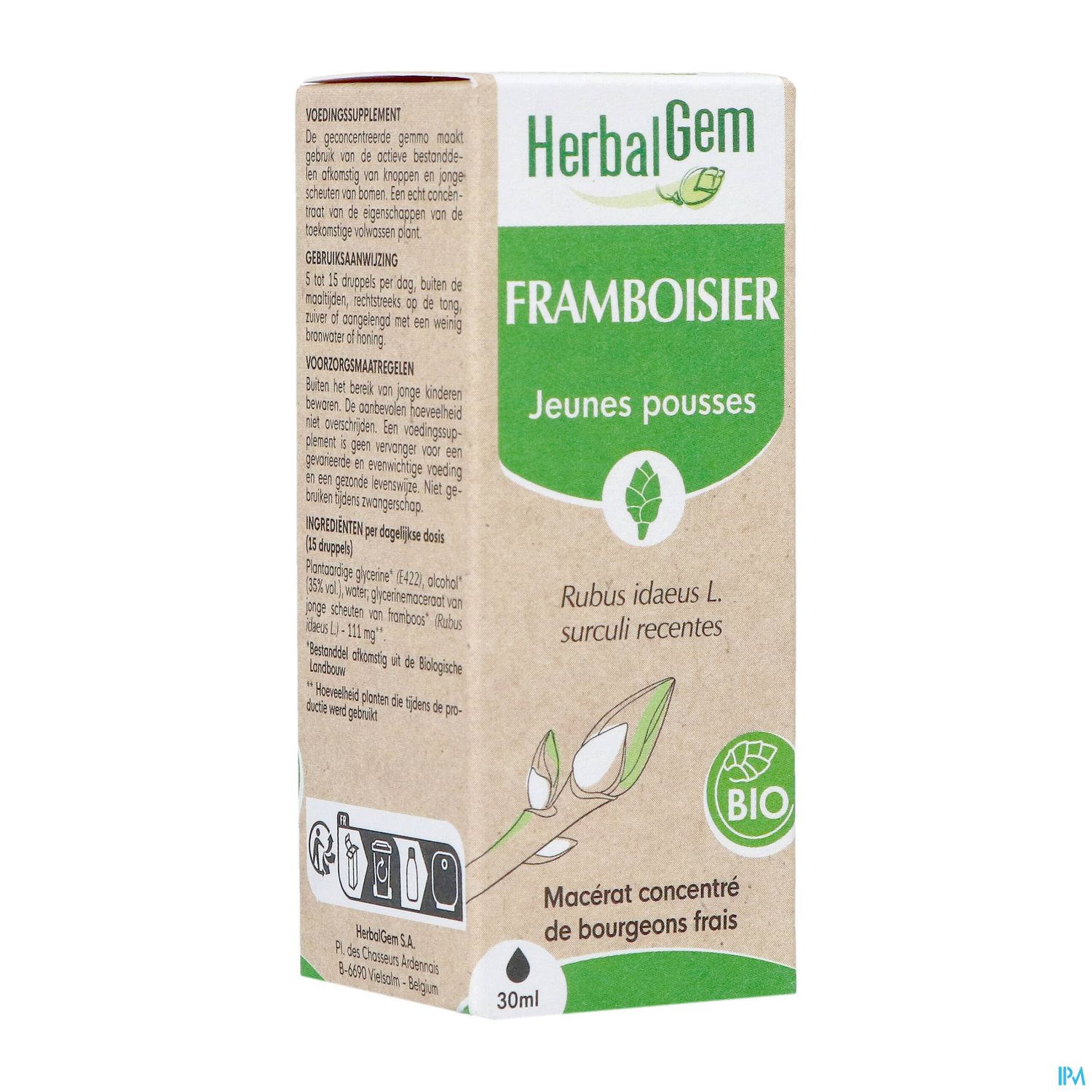 Herbalgem Framboisier Bourgeon Macerat Gl Bio 30ml