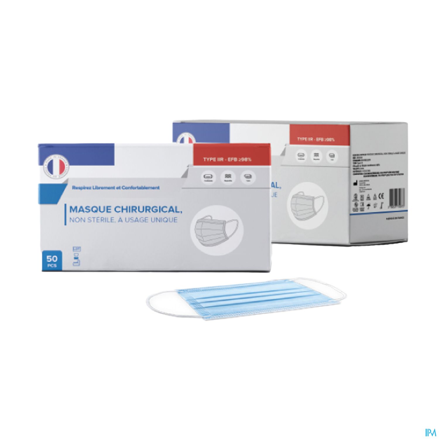 Eurasia Made In France Colorbox Idc Adulte Bleu Masque Chirurgical Type Iir