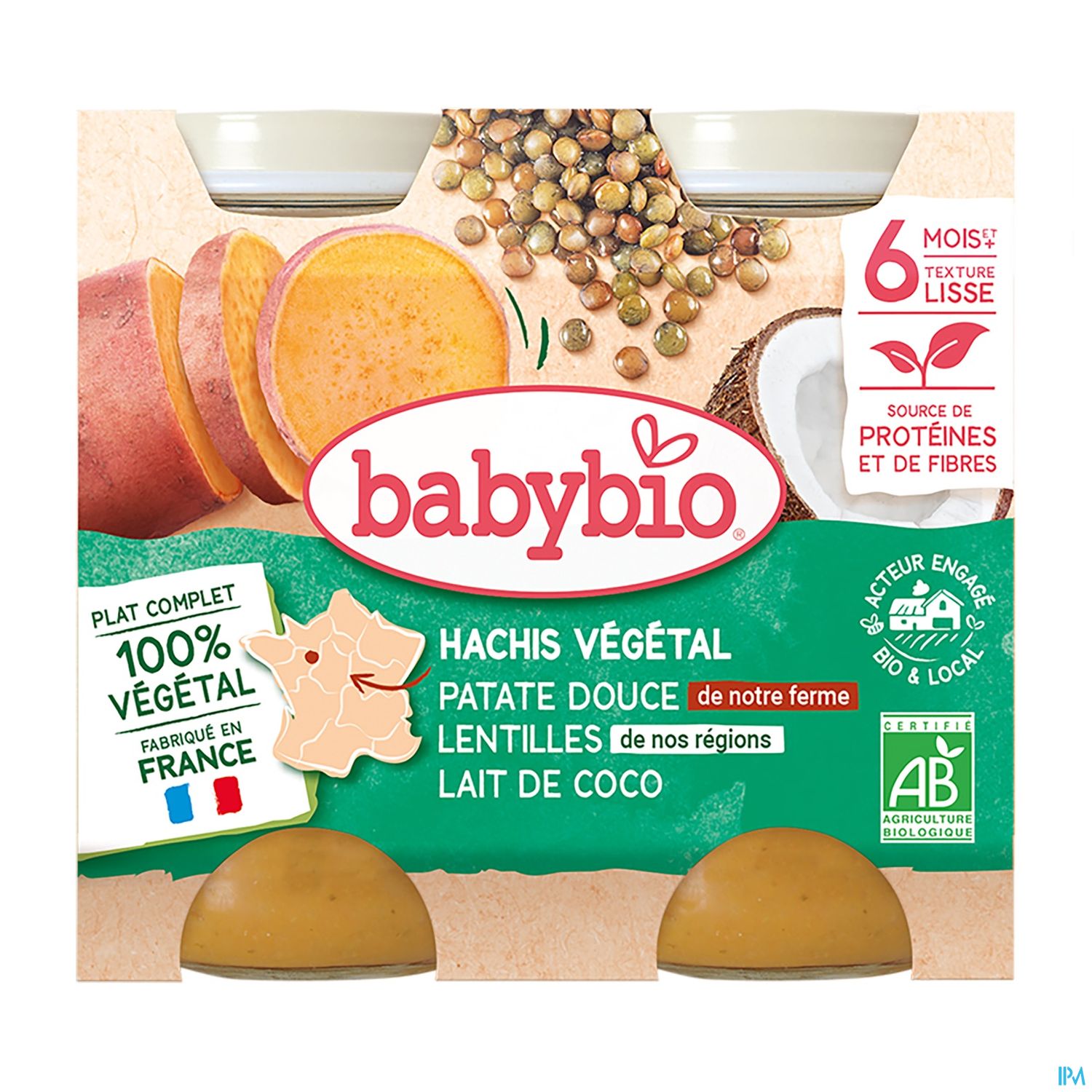 BABYBIO MENU PATATE/LENTIL 2X200G