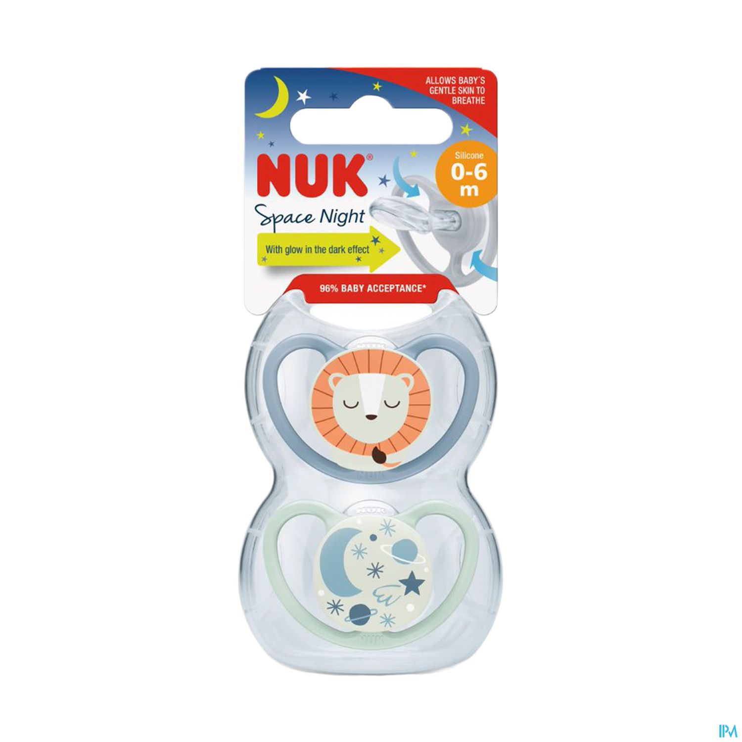 Nuk Sucette Silicone Space 0/6m Nuit Garcon X2