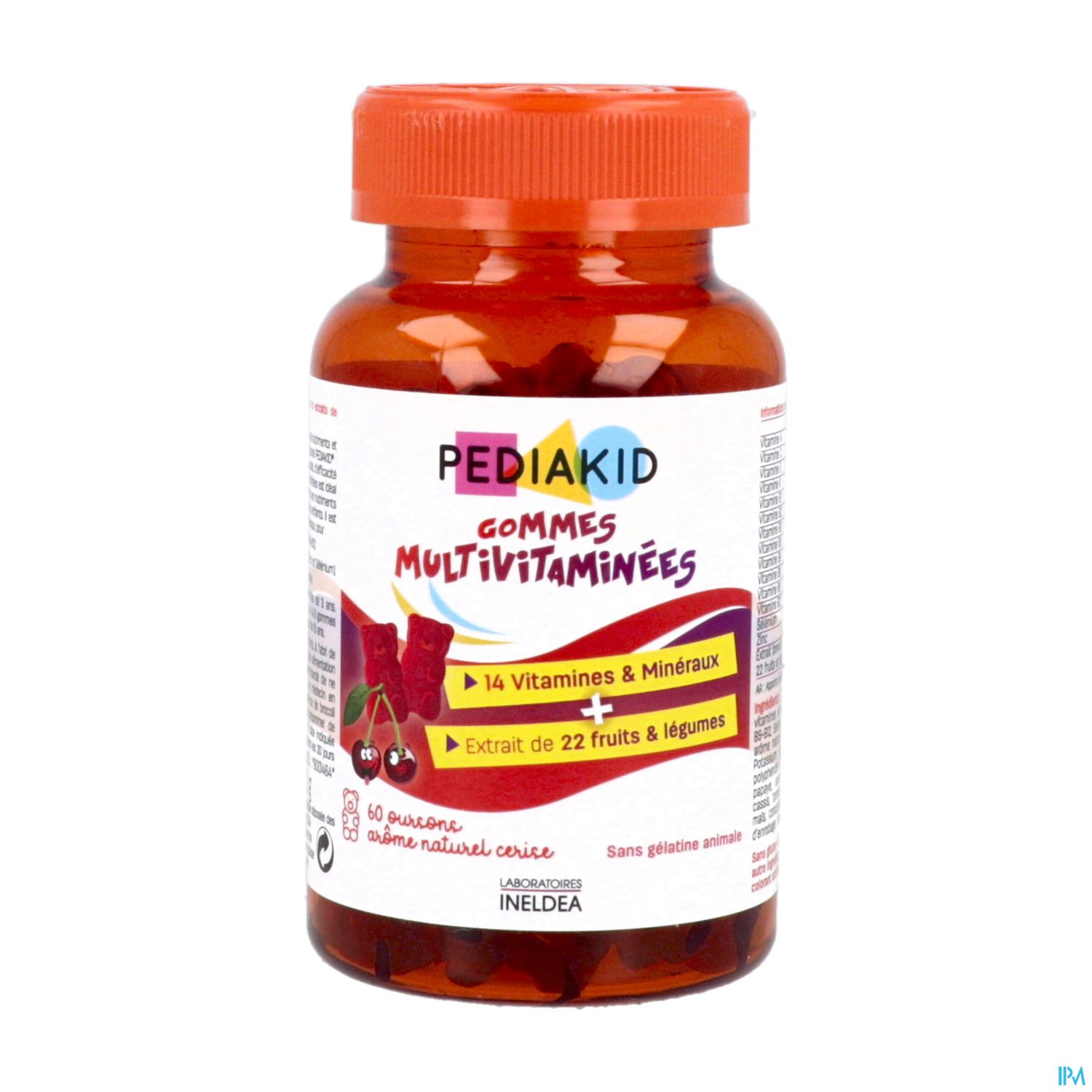 PEDIAKID Gom ourson multivit orang cerise 60