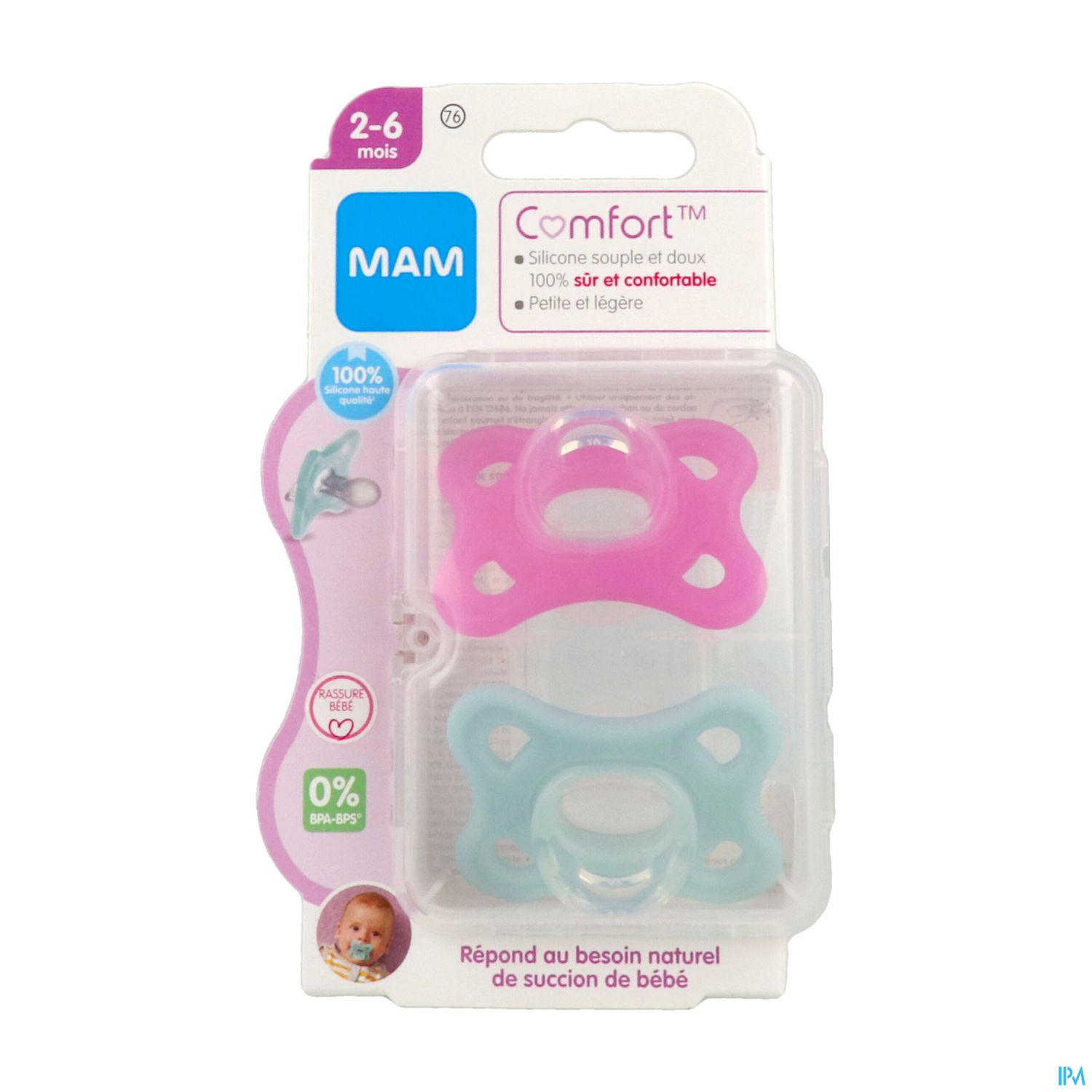 MAM SUCETTE CONFORT ROSE 2-6 SILICON