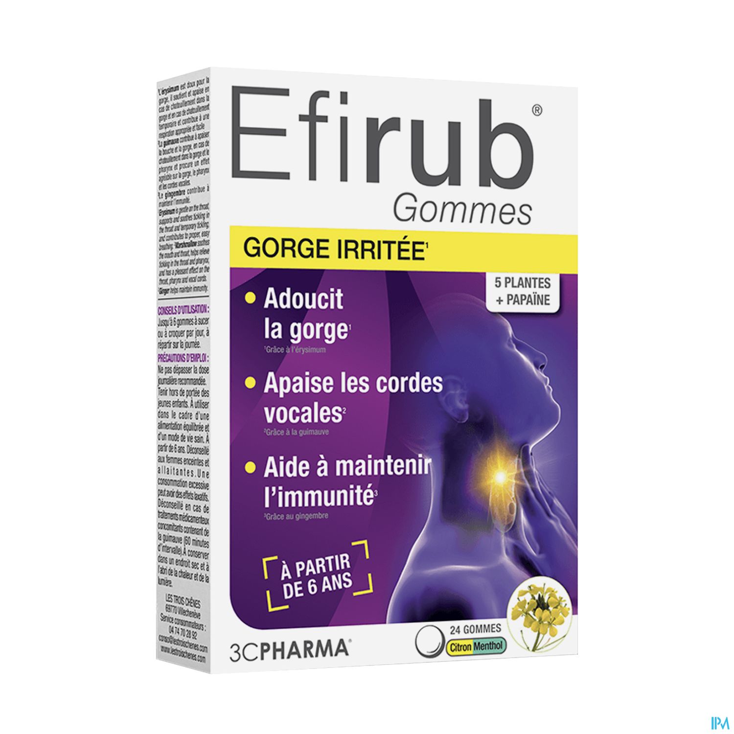 3C PHARMA EFIRUB GOMME CITRON 24