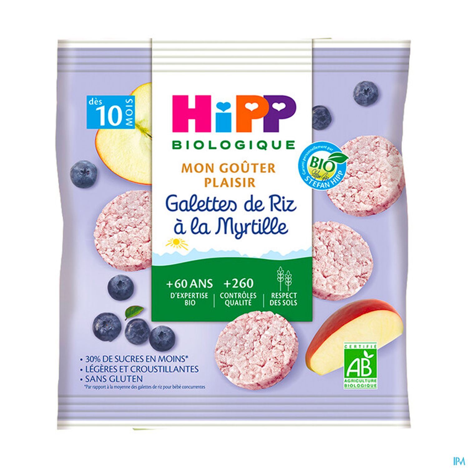 Hipp Mon Gouter Plaisir Galette Riz A La Myrtille Bio Sachet 30g