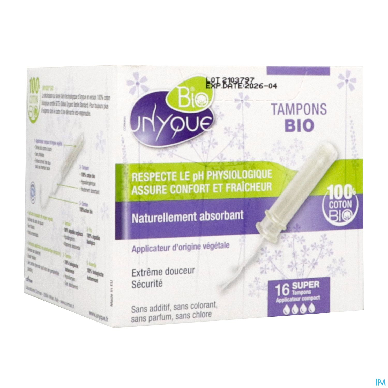 Unyque Tampon Bio Avec Applicateur Super 16