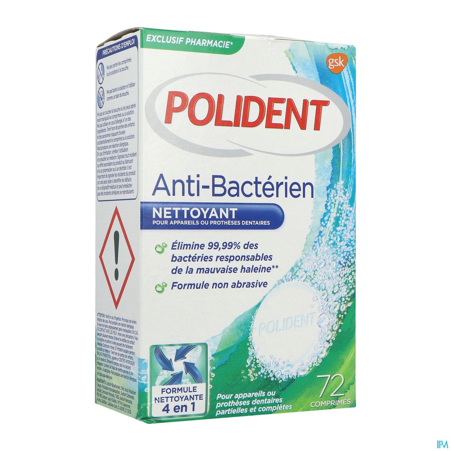 POLIDENT CPR NETT A/BACT 72