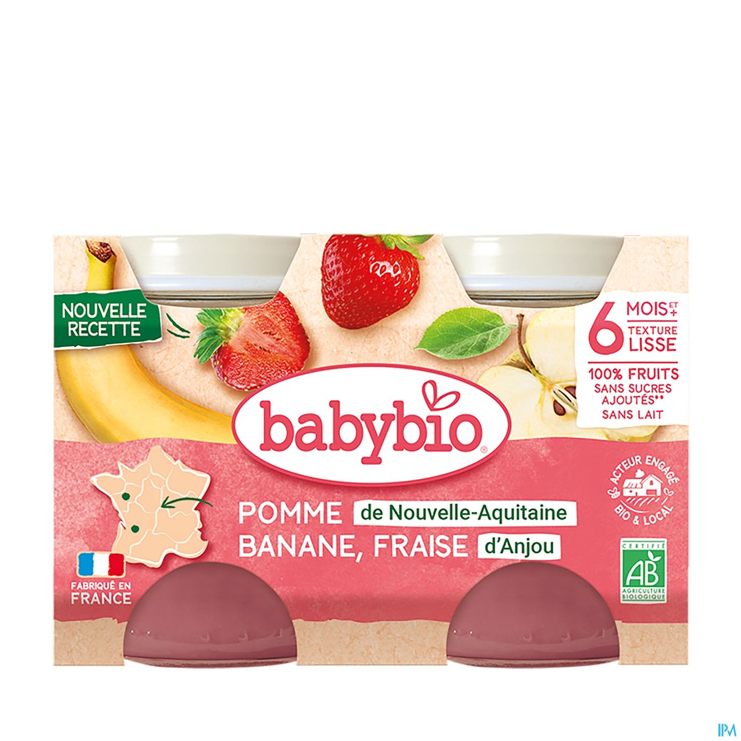 BABYBIO BANANE/FRAISE MENTH 2X130G