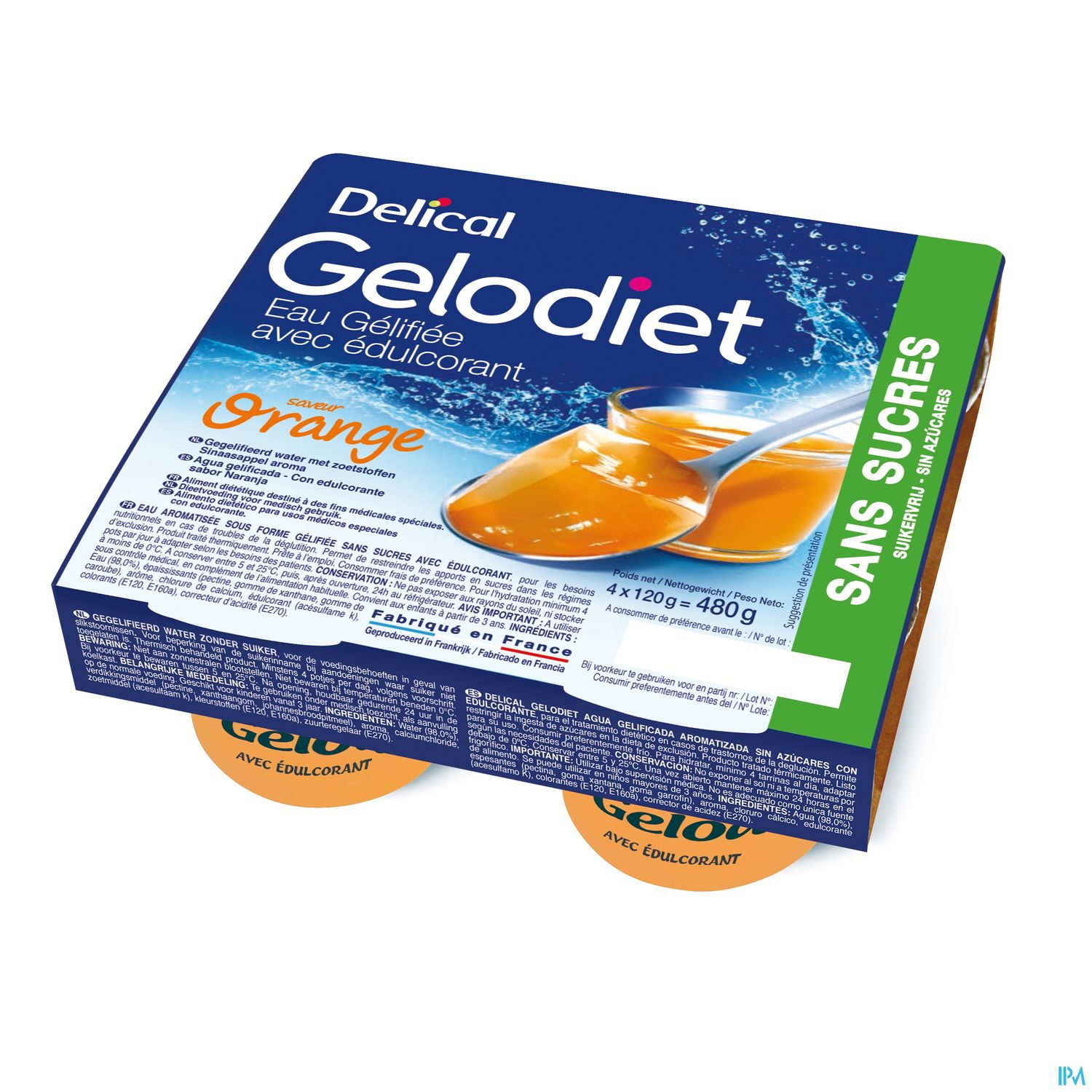 Gelodiet Eau Gelifiee Edulcoree Orange 120g X4