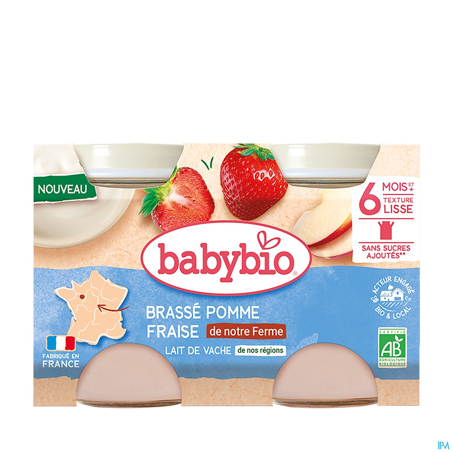 BABYBIO BRASSE POM/FRAISE 2X130G