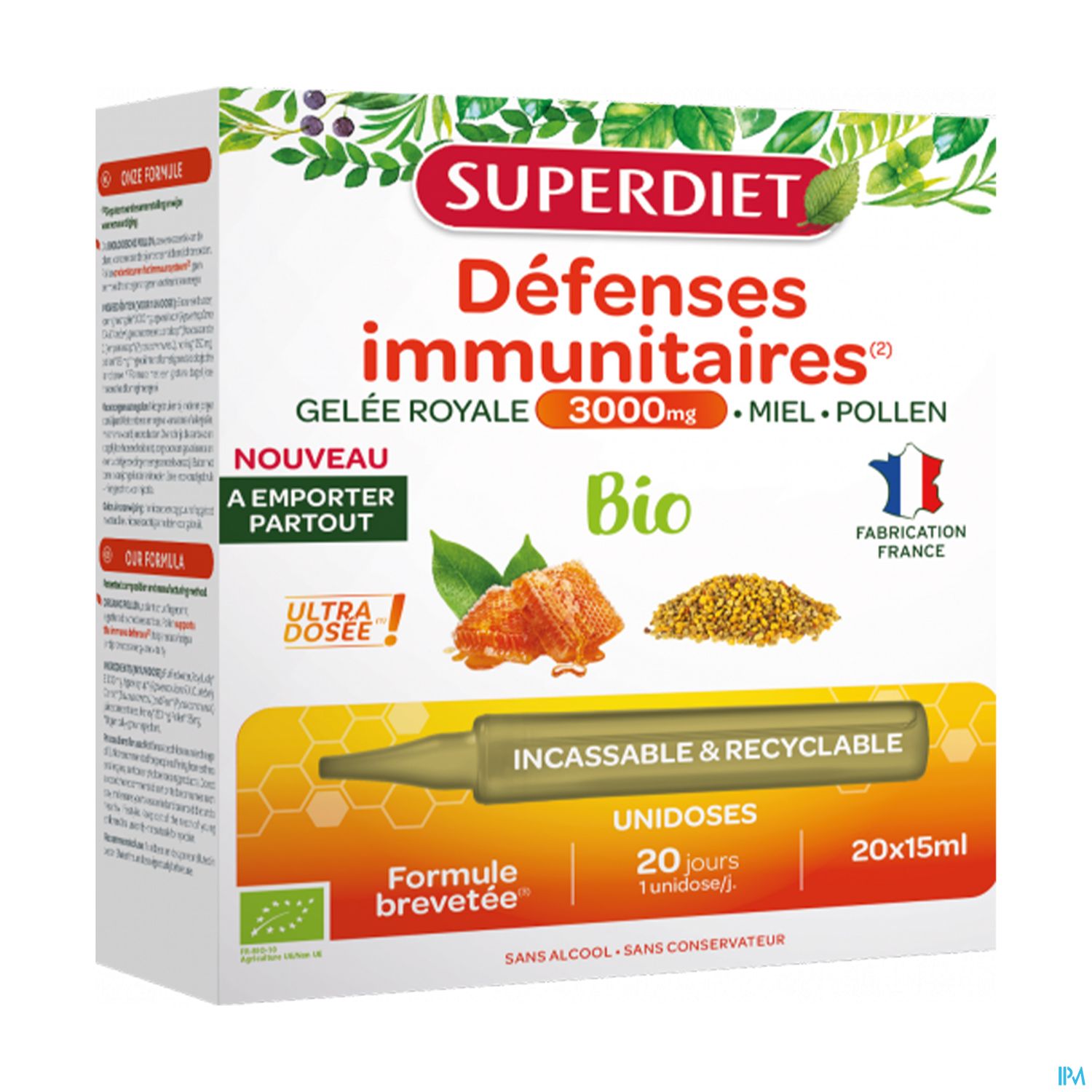 Superdiet Gelee Royale 3000mg Bio Ampoule Buvable 15ml 20