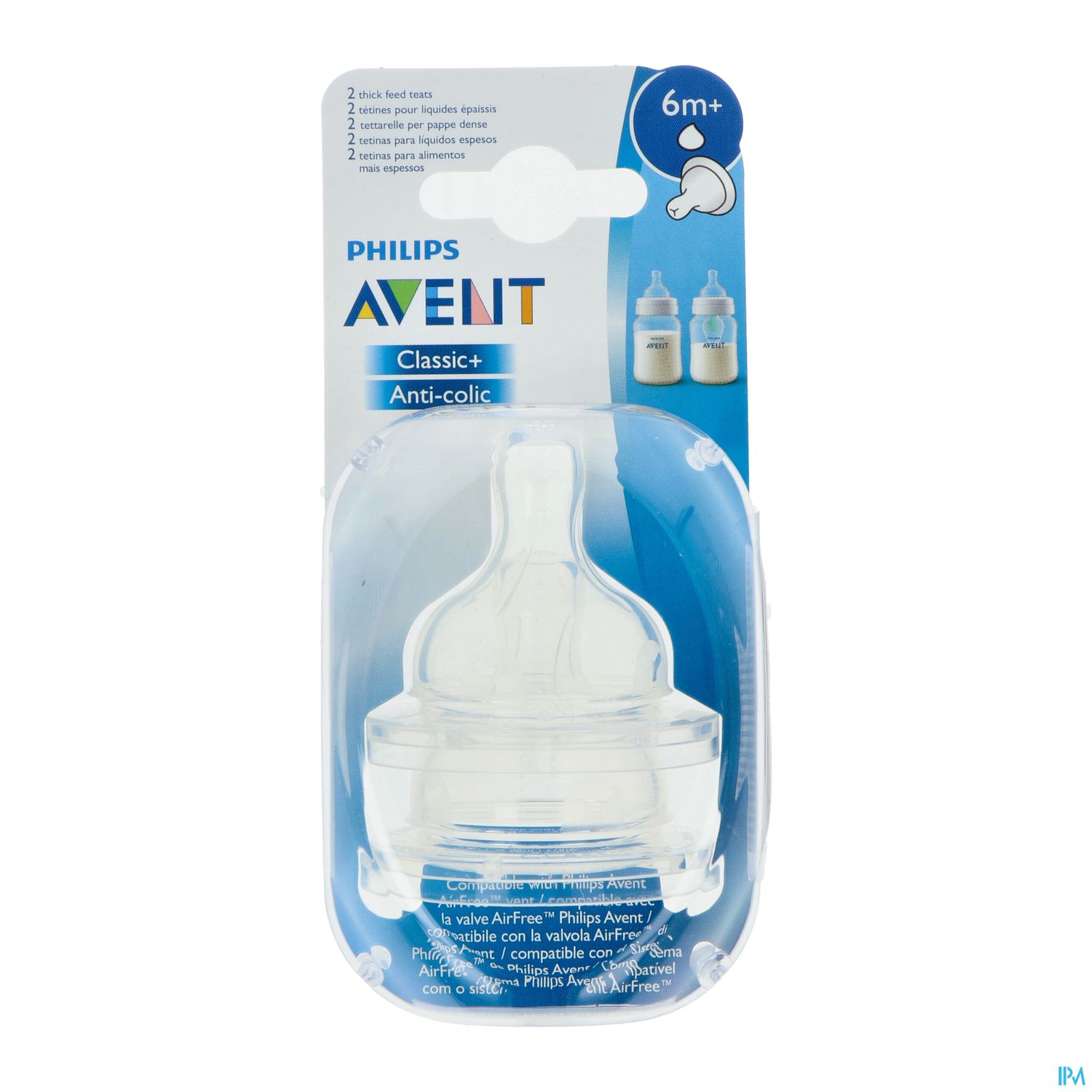 Avent Tetine Classic+ Anti Coliq Liquide Epais 6mois+ Scf636/27 X2
