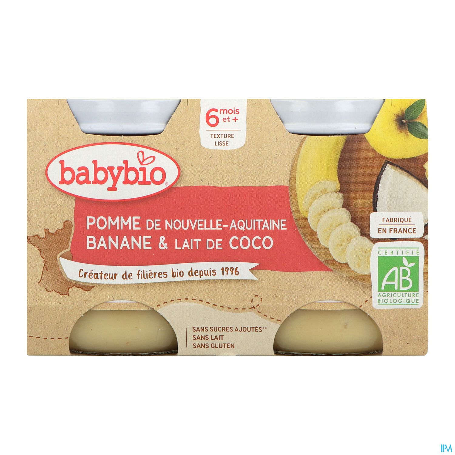 BABYBIO POM/BANAN LAIT COCO 2X130G