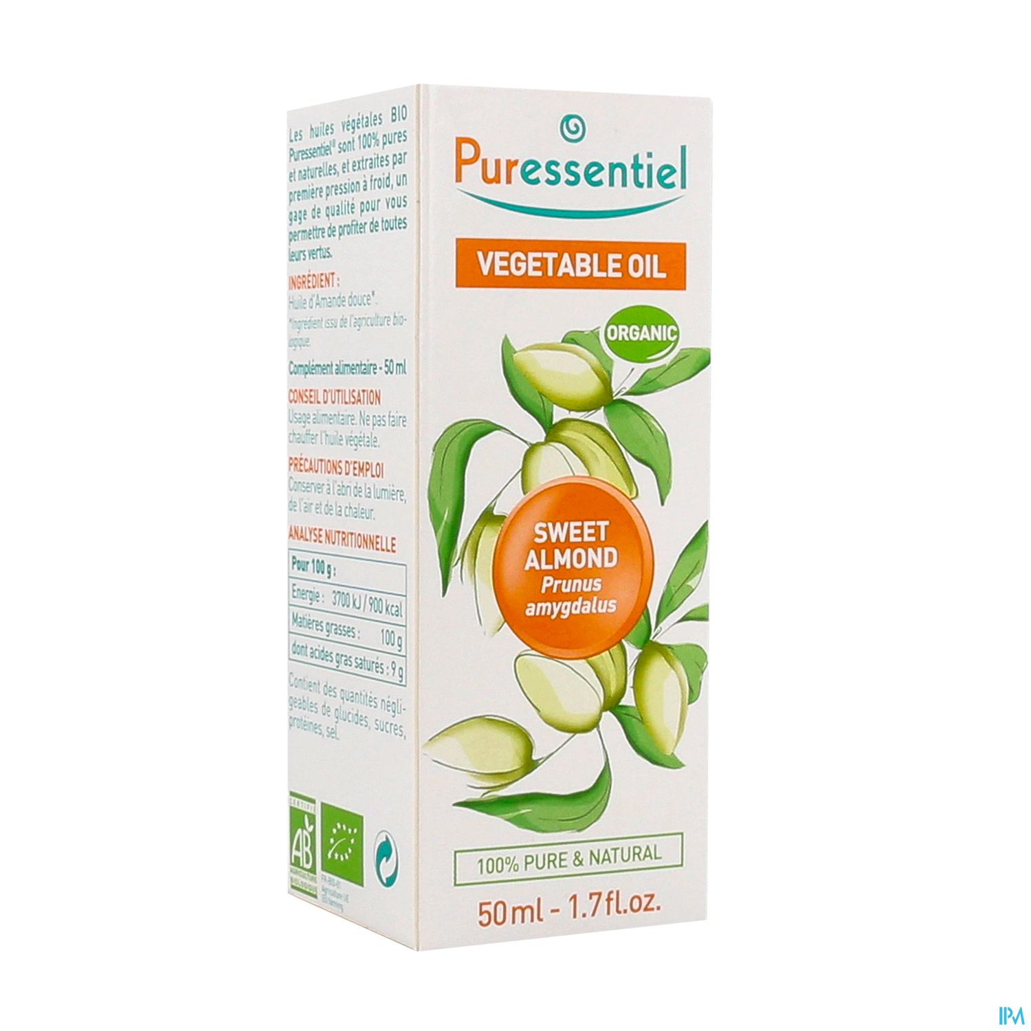 Puressentiel Huile Vegetale Bio Amande Douce 50ml