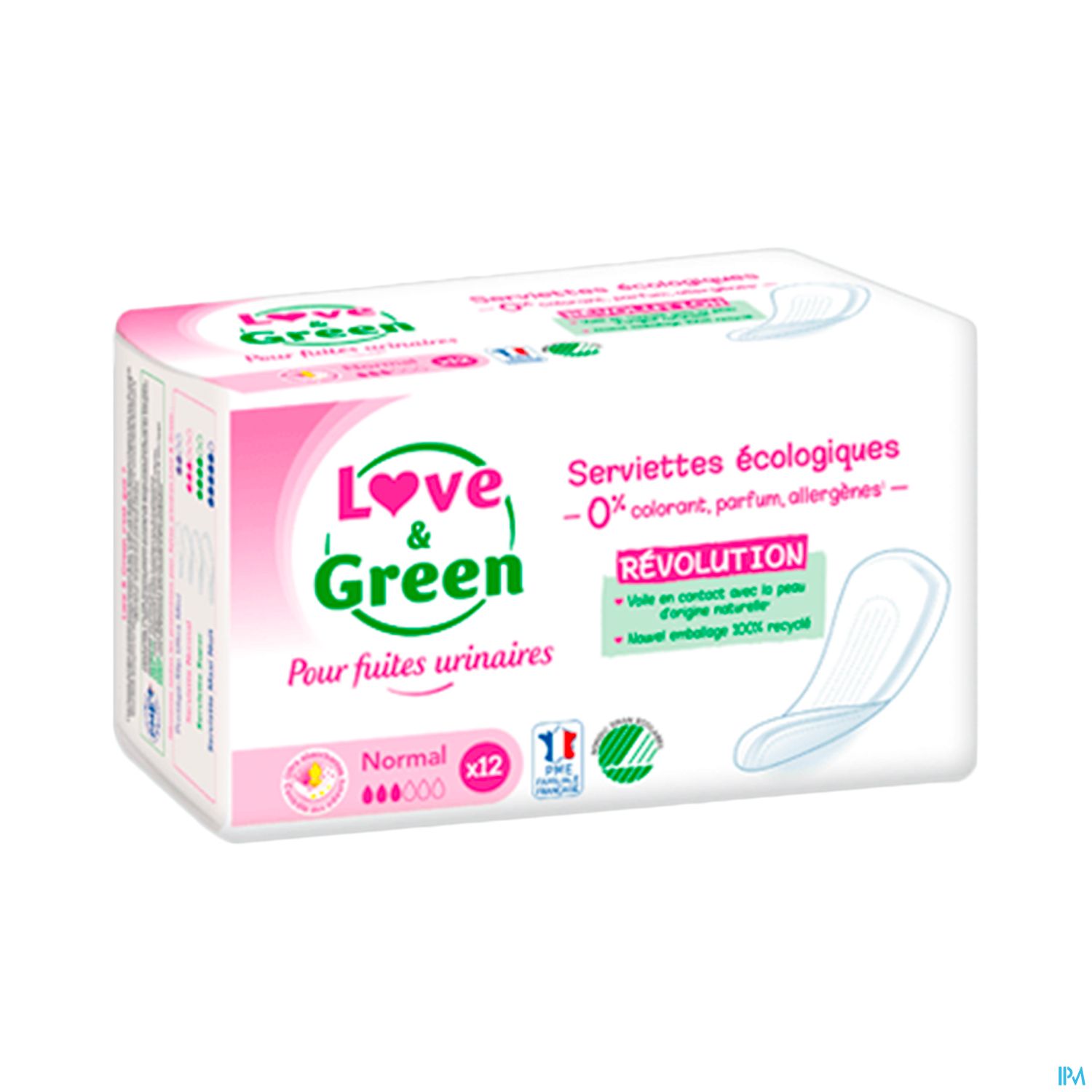 Love Green Serviettes Incontinence Hypoallergeniques Normal X12