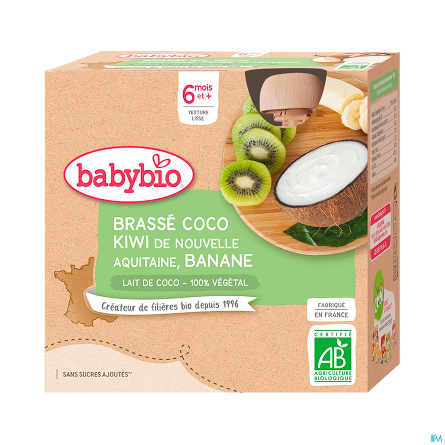 Babybio Brasse Vegetal Au Lait De Coco Kiwi Banane Gourde 6m 85g