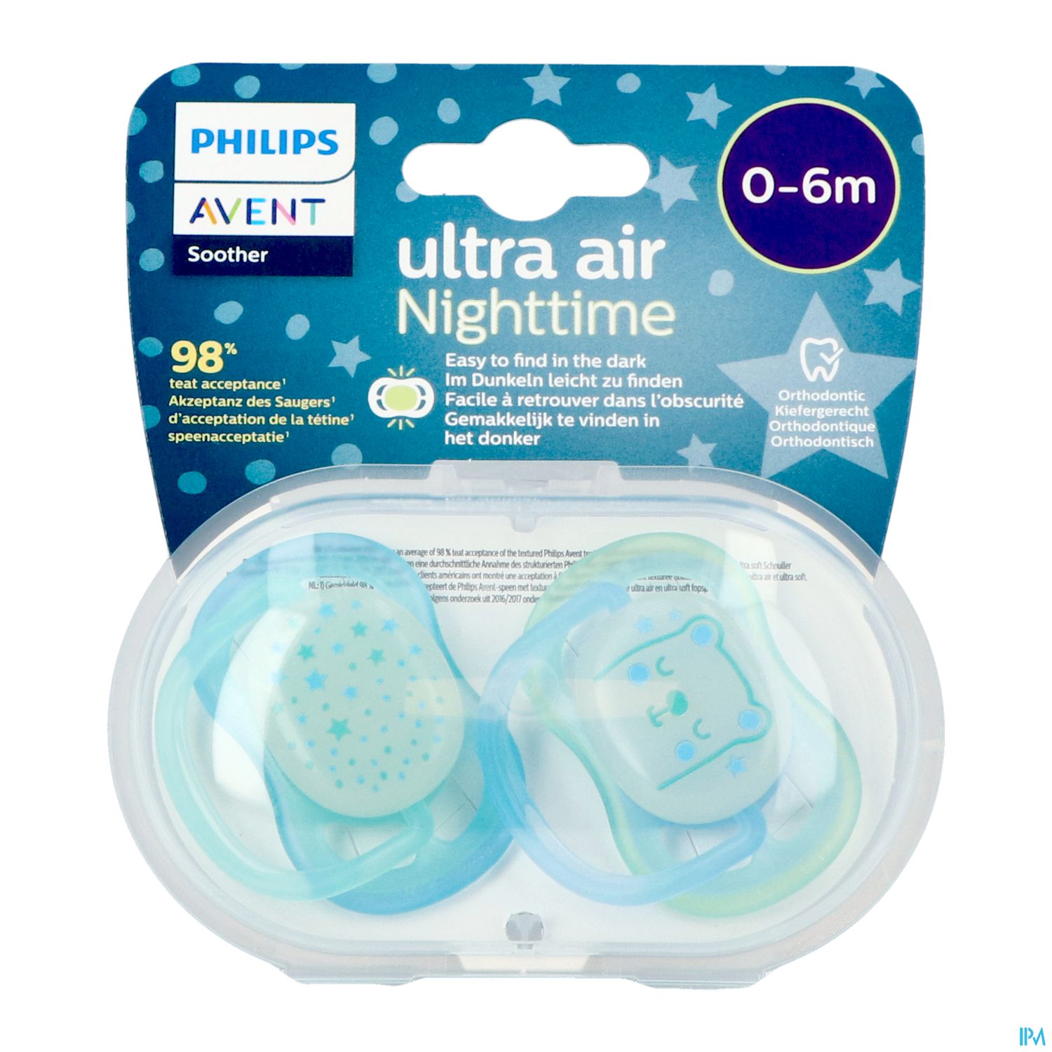 Avent Sucette Ultra Air Nuit Silicone 0/6mois Mixte Scf376/10 X2