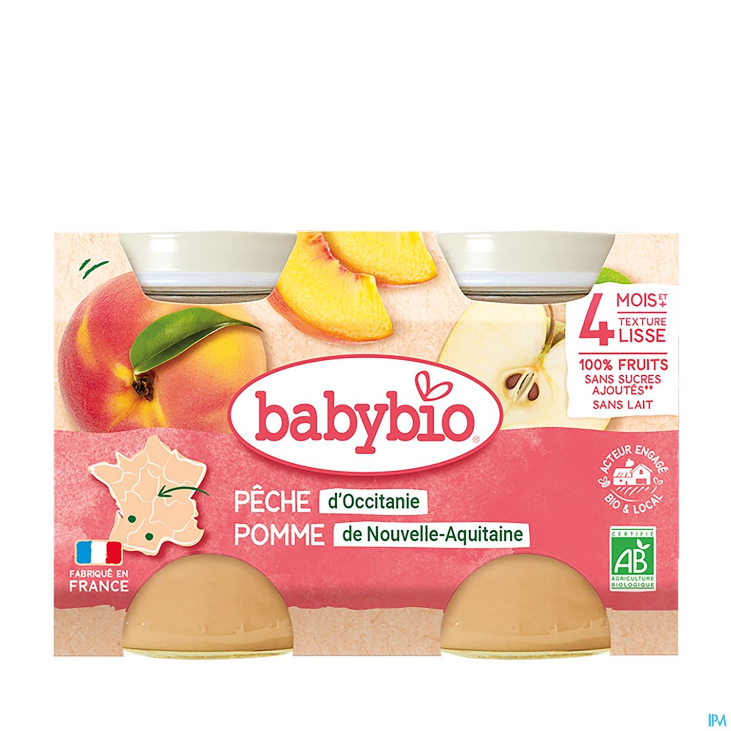 BABYBIO PECHE/POMME 2X130G
