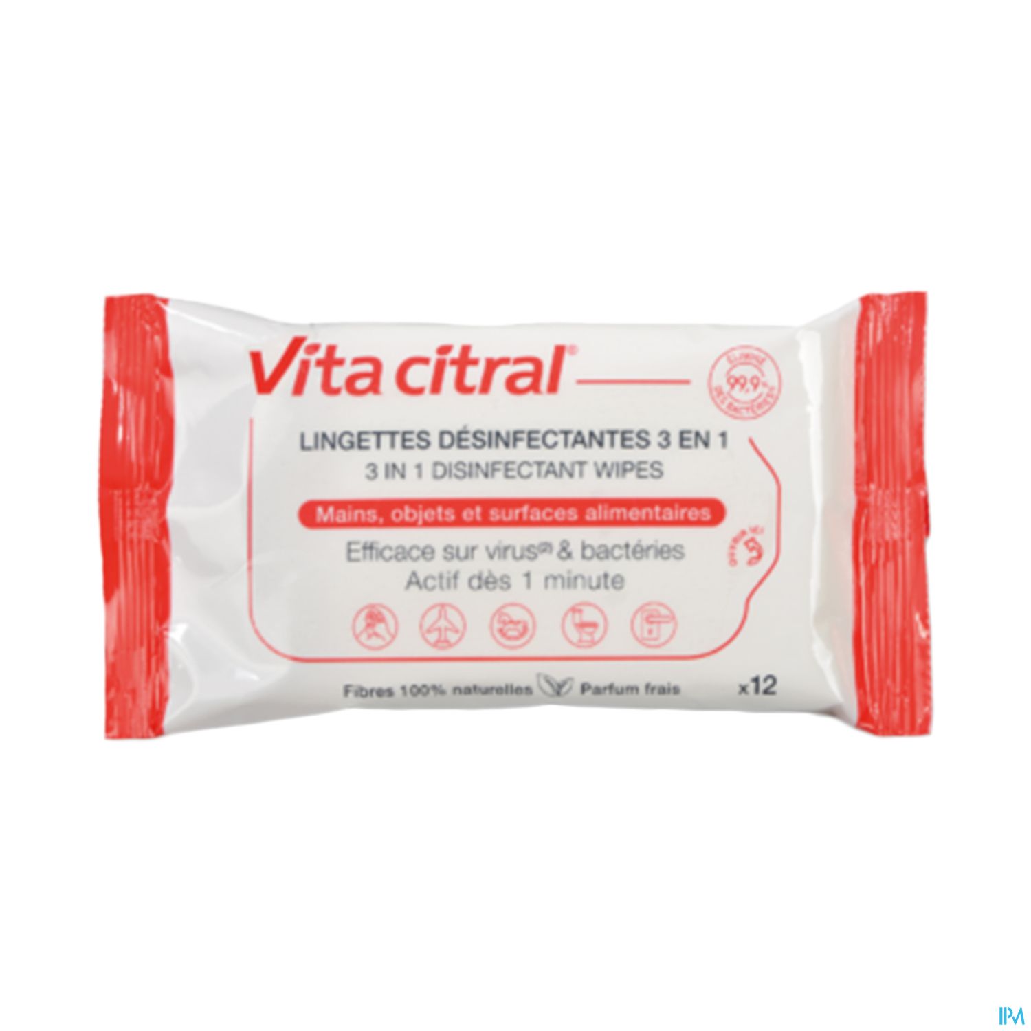 Vita Citral Lingette Desifectantes 3en1 Mains Et Surfaces 12