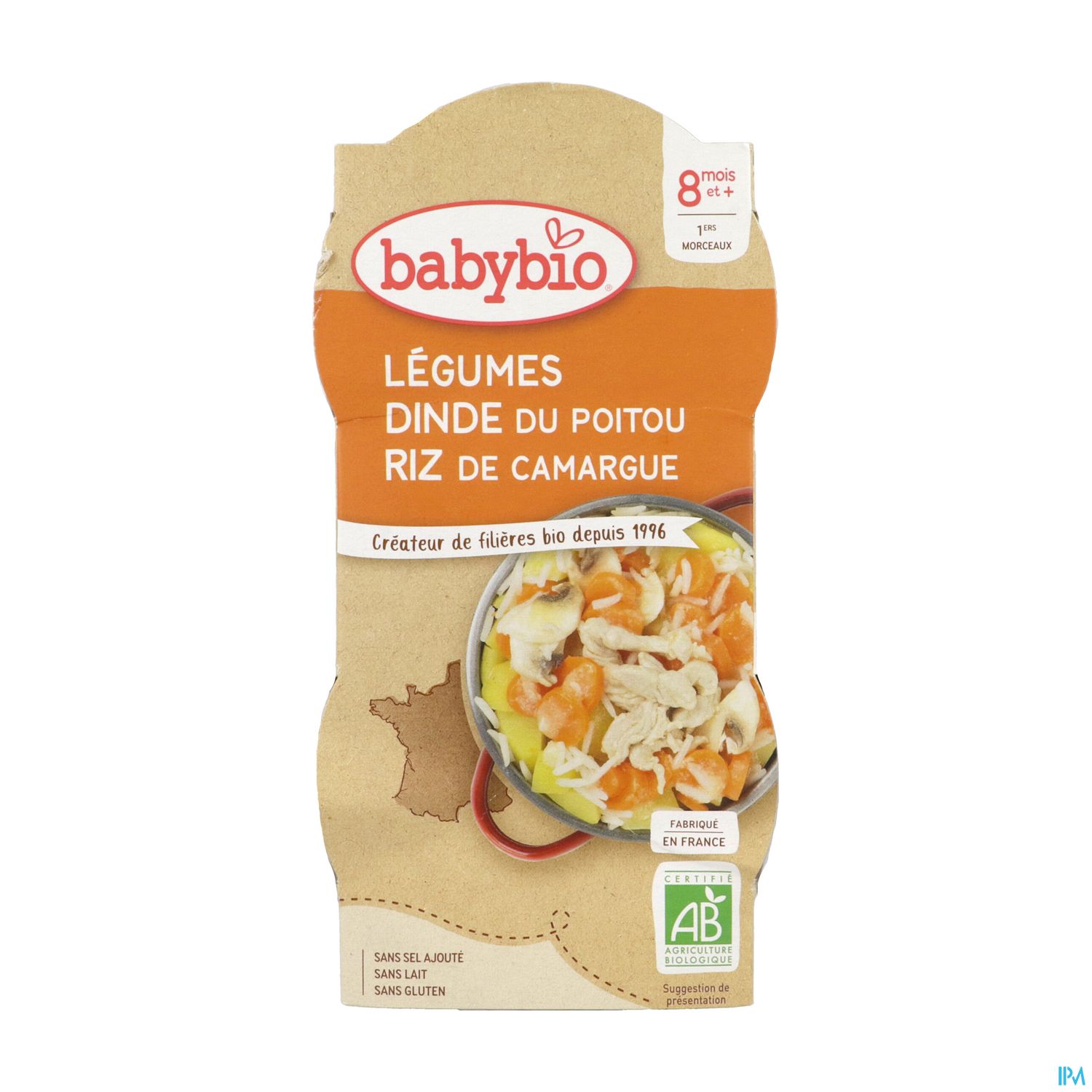 Babybio Legumes Dinde De France Riz De Camargue 8m 200g X2