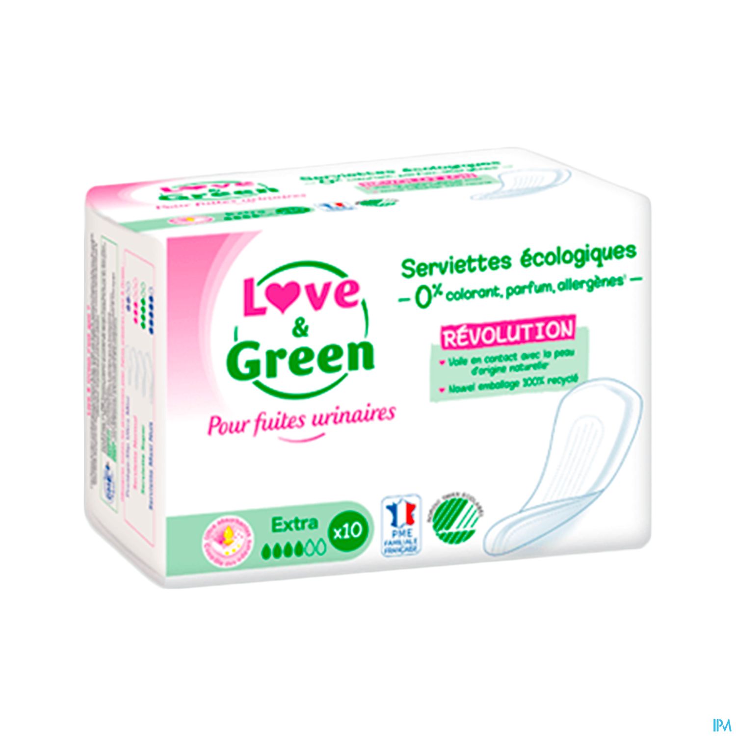 Love Green Serviettes Incontinence Hypoallergeniques Extra X10