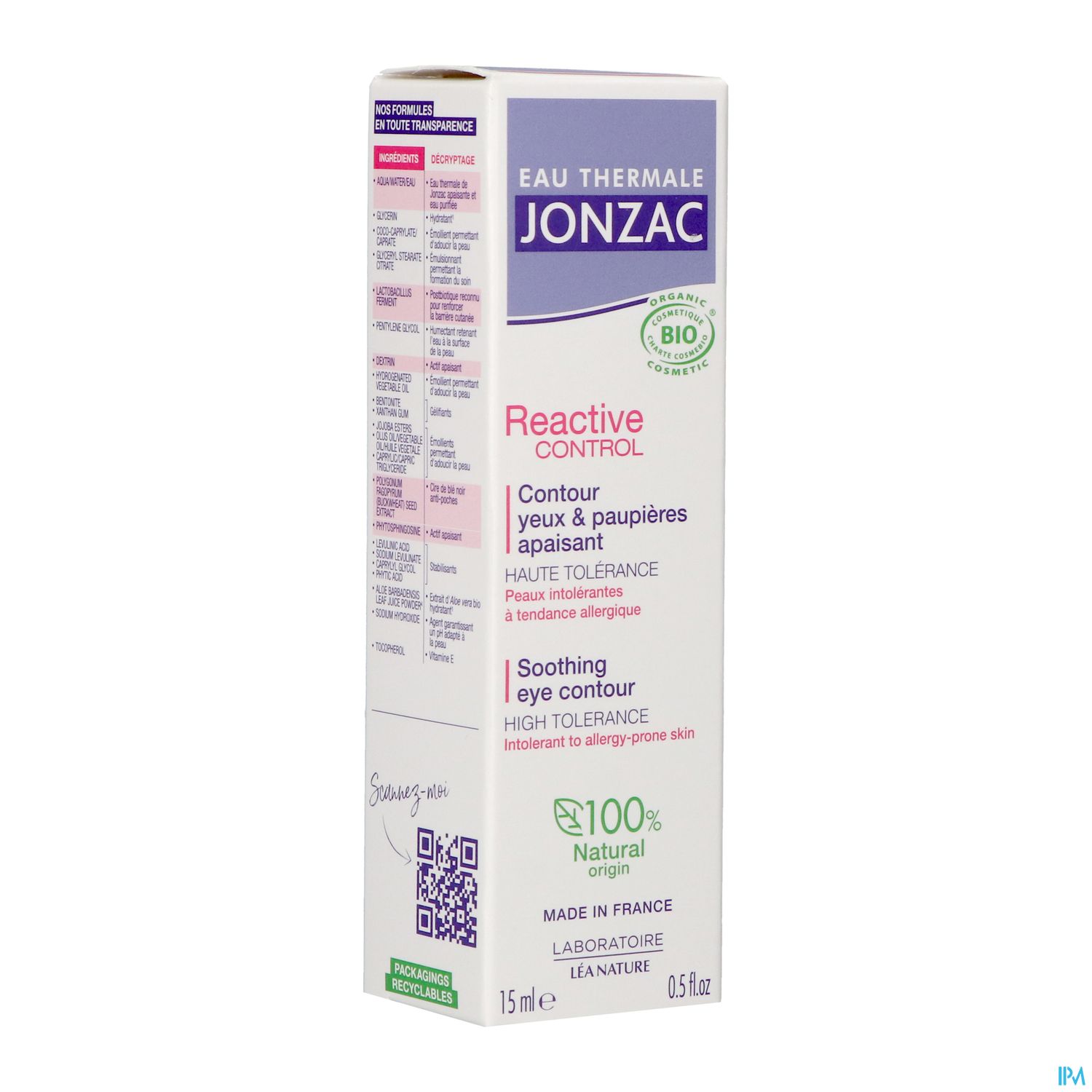 JONZAC REAC CONTROL YEUX PAUP 15ML