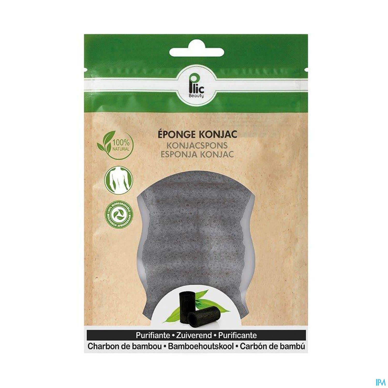 Plic Beauty Eponge Konjac Charbon Bambou