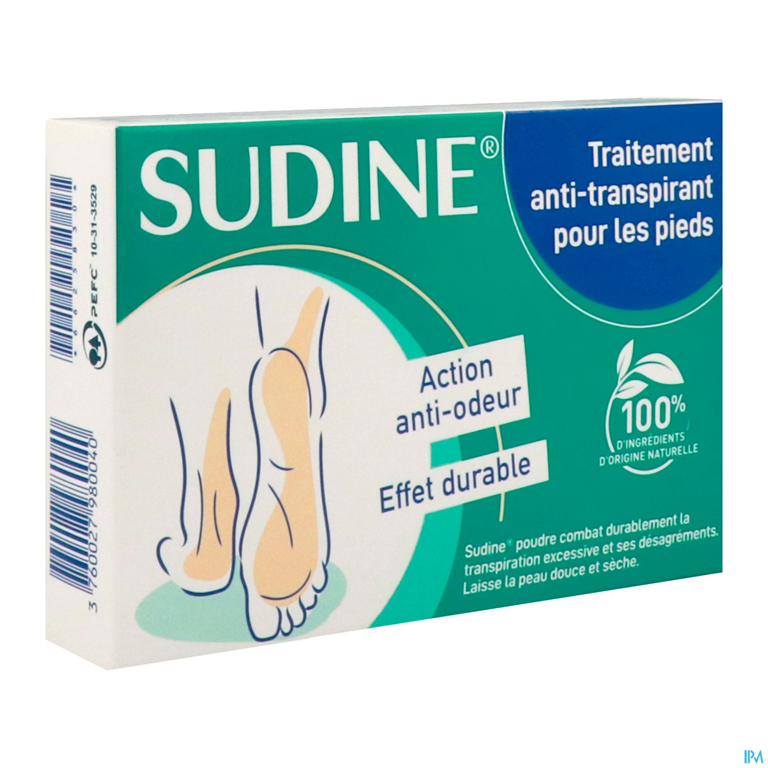 Sudine Poudre Antitranspirante Pieds Sachet 6
