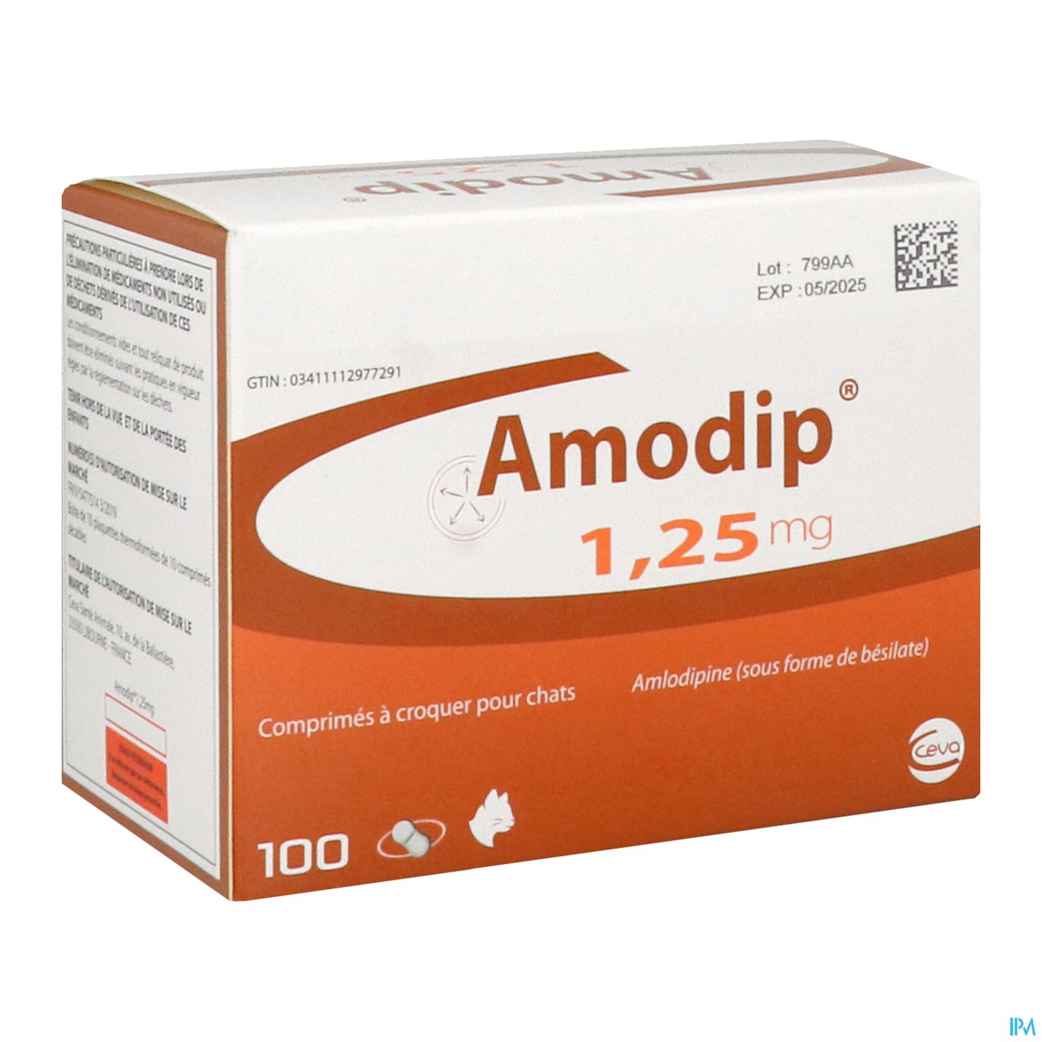 Amodip 1mg25 Hypertension Systemique Chat Comprime 100