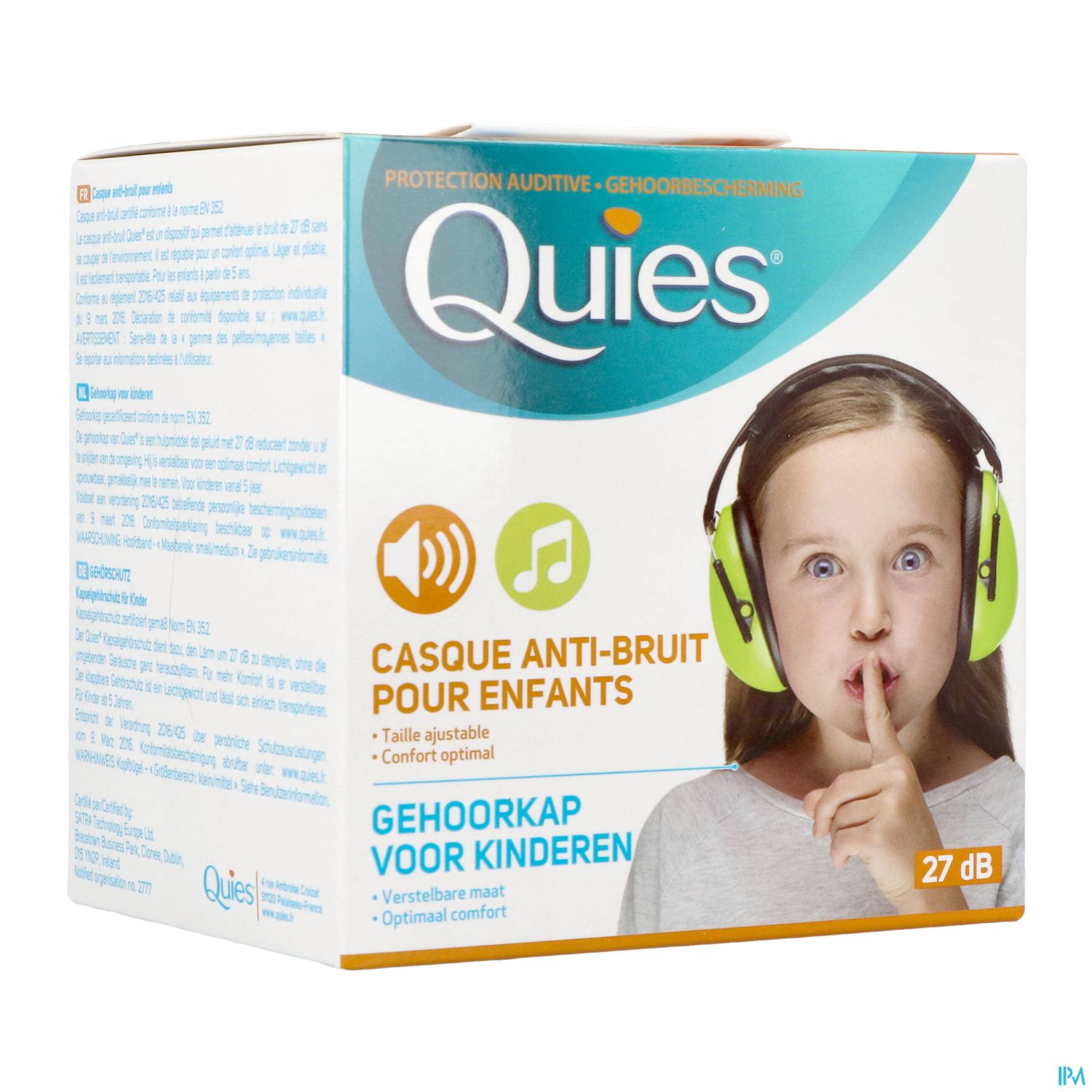 QUIES CASQUE ENF A/BRUIT VERT