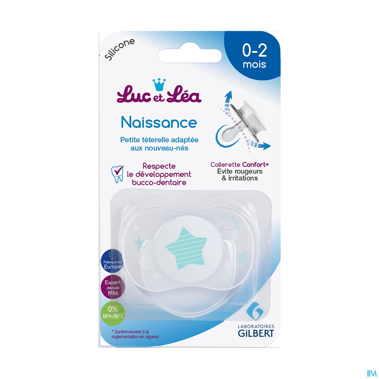 Luc Et Lea Sucette Symetrique Nouveau Ne Bleue 0/2m