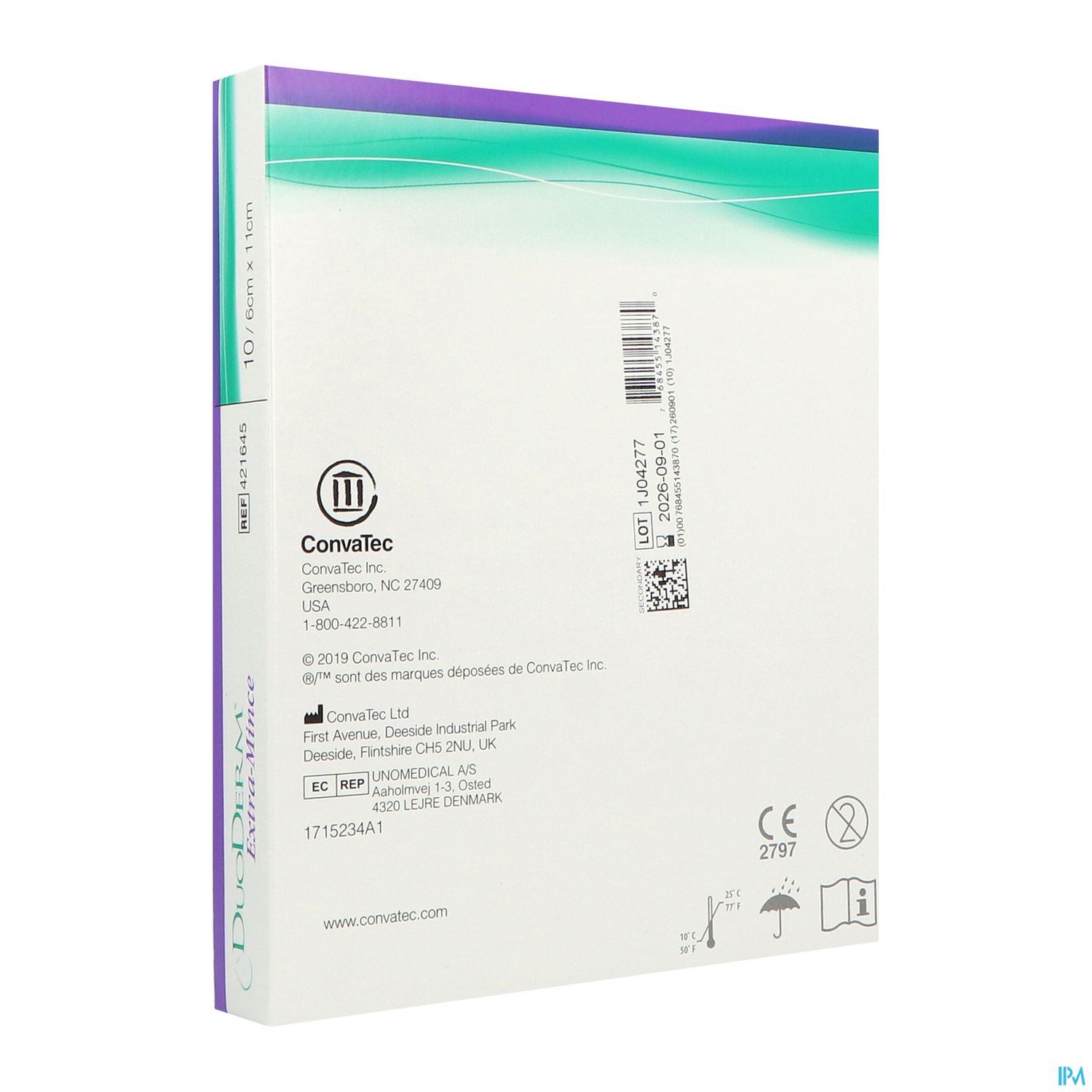 DUODERM PANS EXTRA MINCE 6X11CM 10