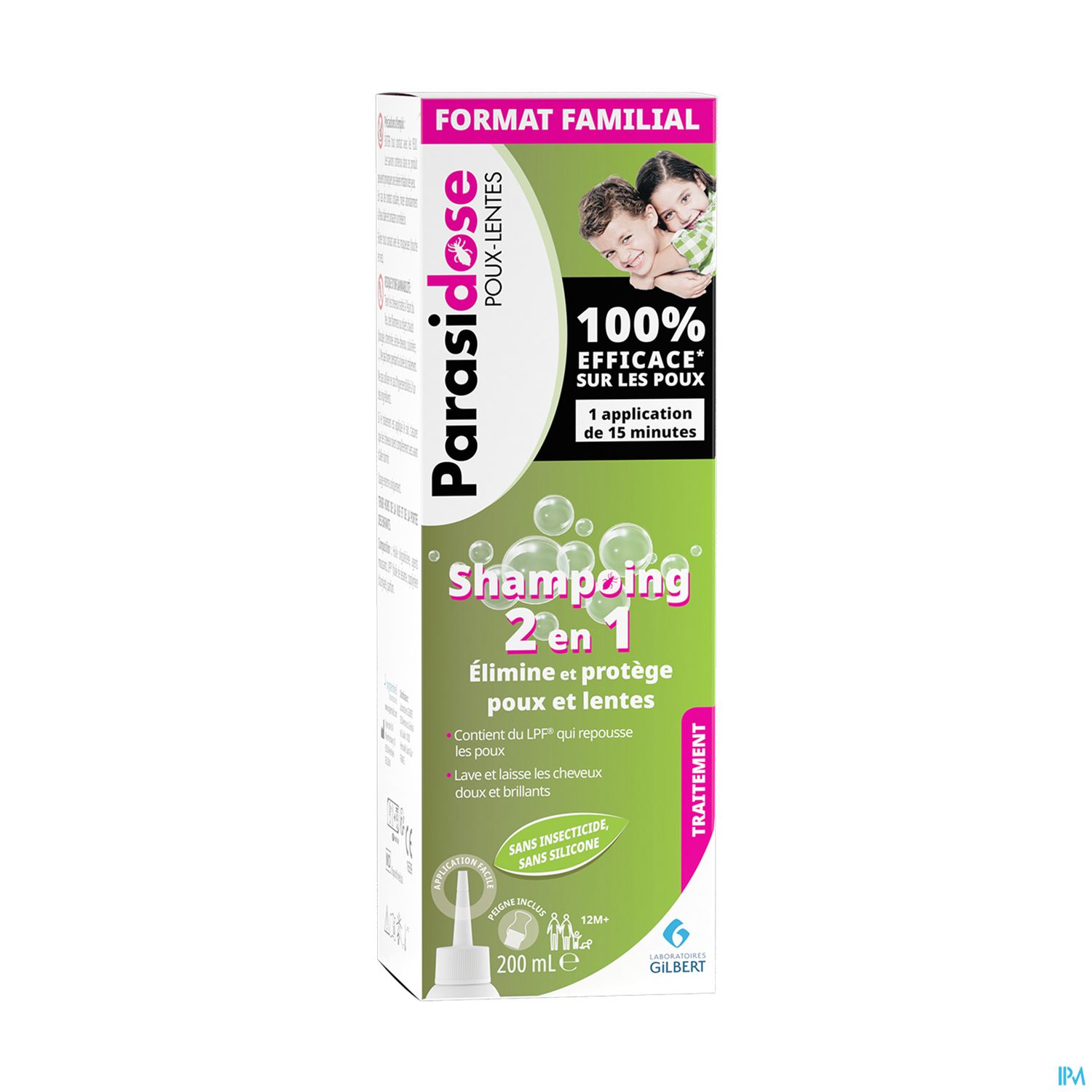 Laboratoires Gilbert Parasidose Poux Shampooing 2en1 Poux Lentes 200ml