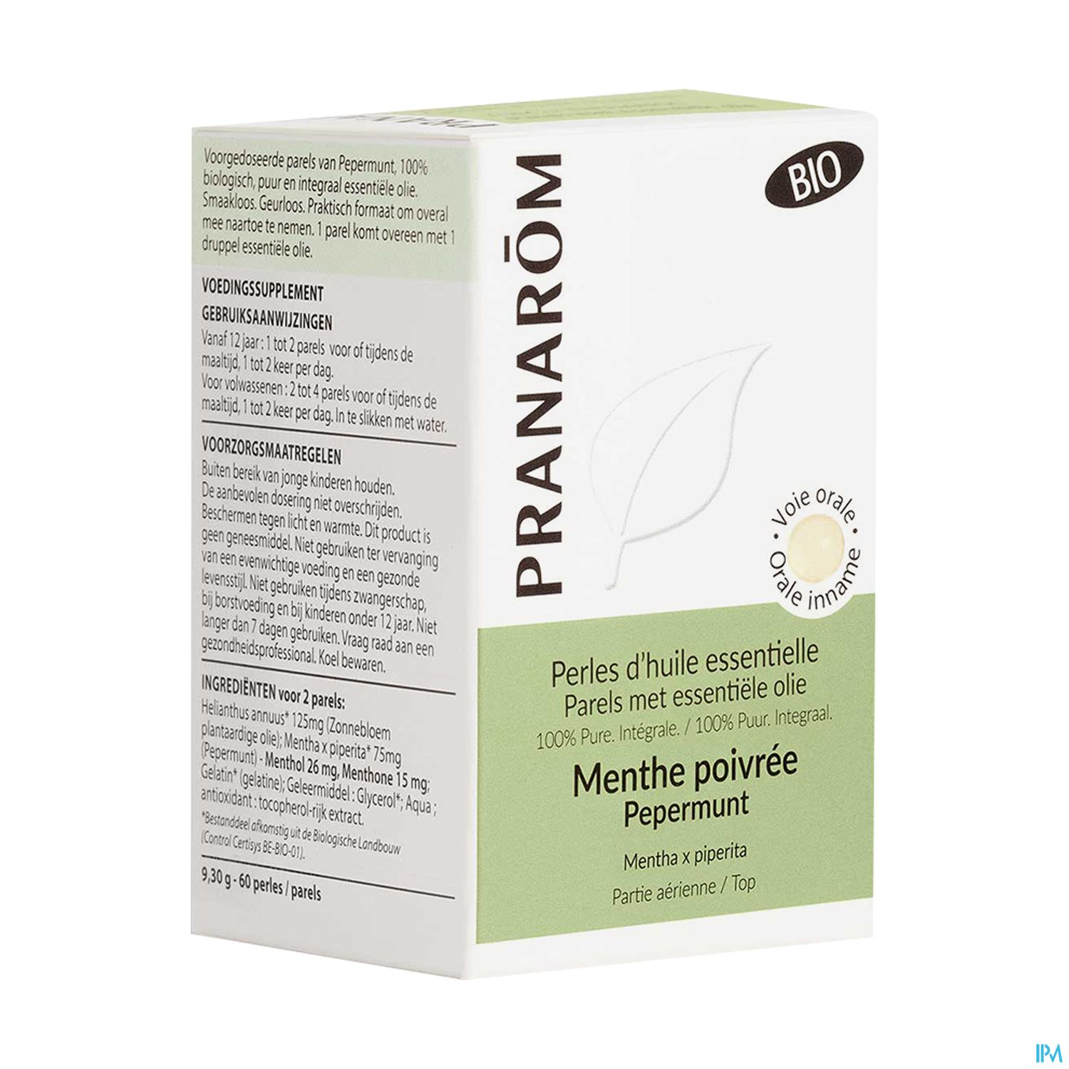 Pranarom Perles Huile Essentielle Bio Menthe Poivree 60 Perles 100mg
