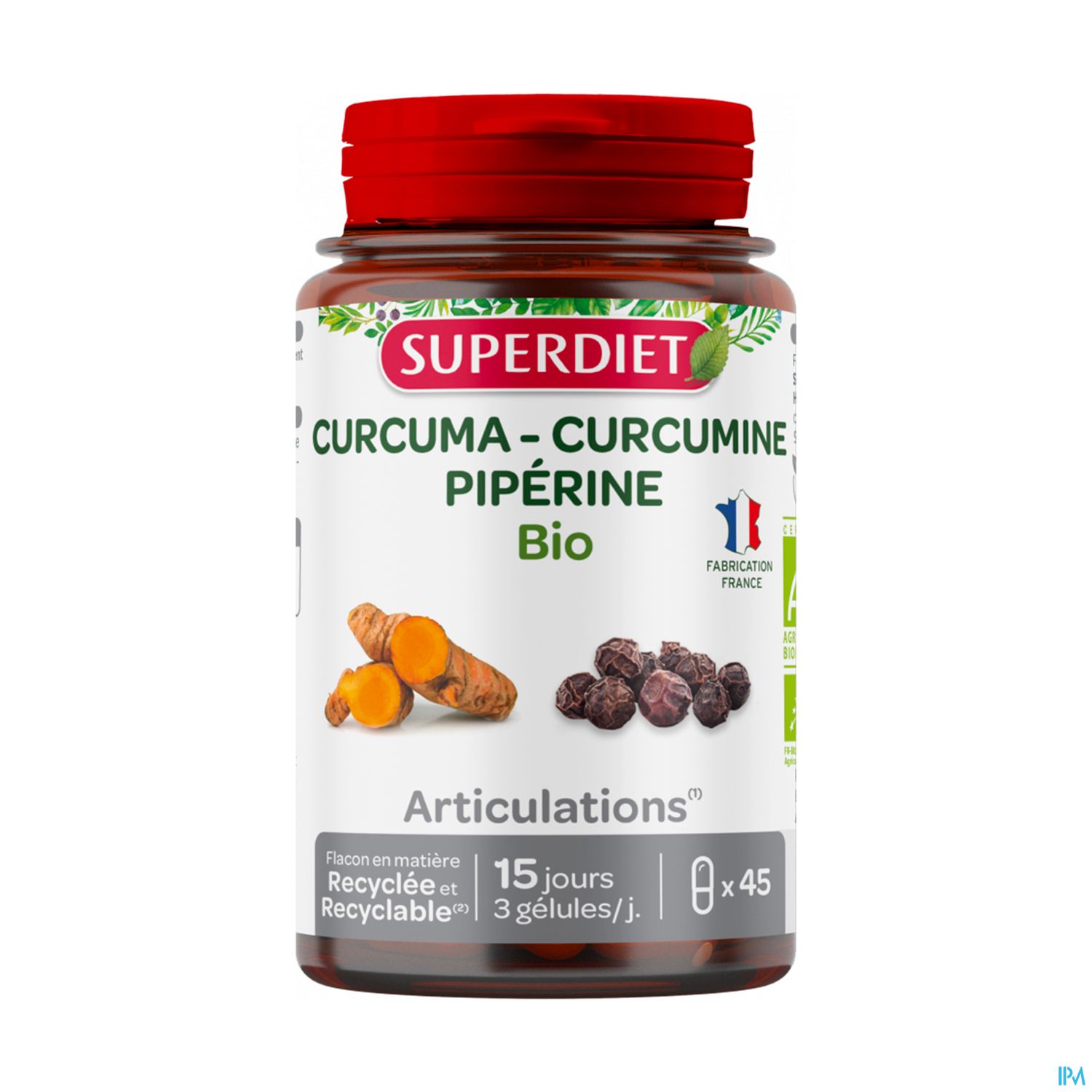 Superdiet Curcuma Piperine Bio Gelule 45