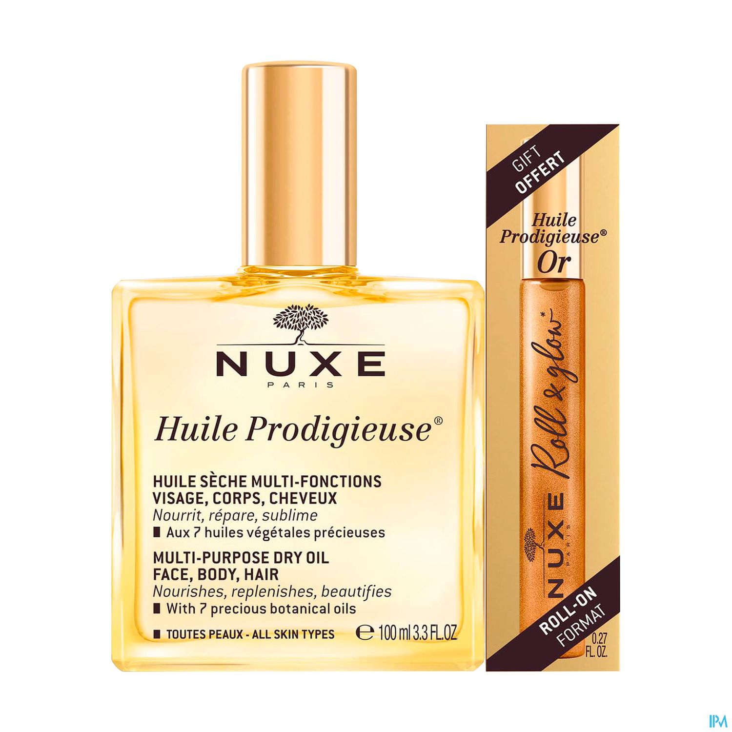Nuxe Huile Prodigieuse 100ml + Roll On Huile Prodigieuse Or 9ml