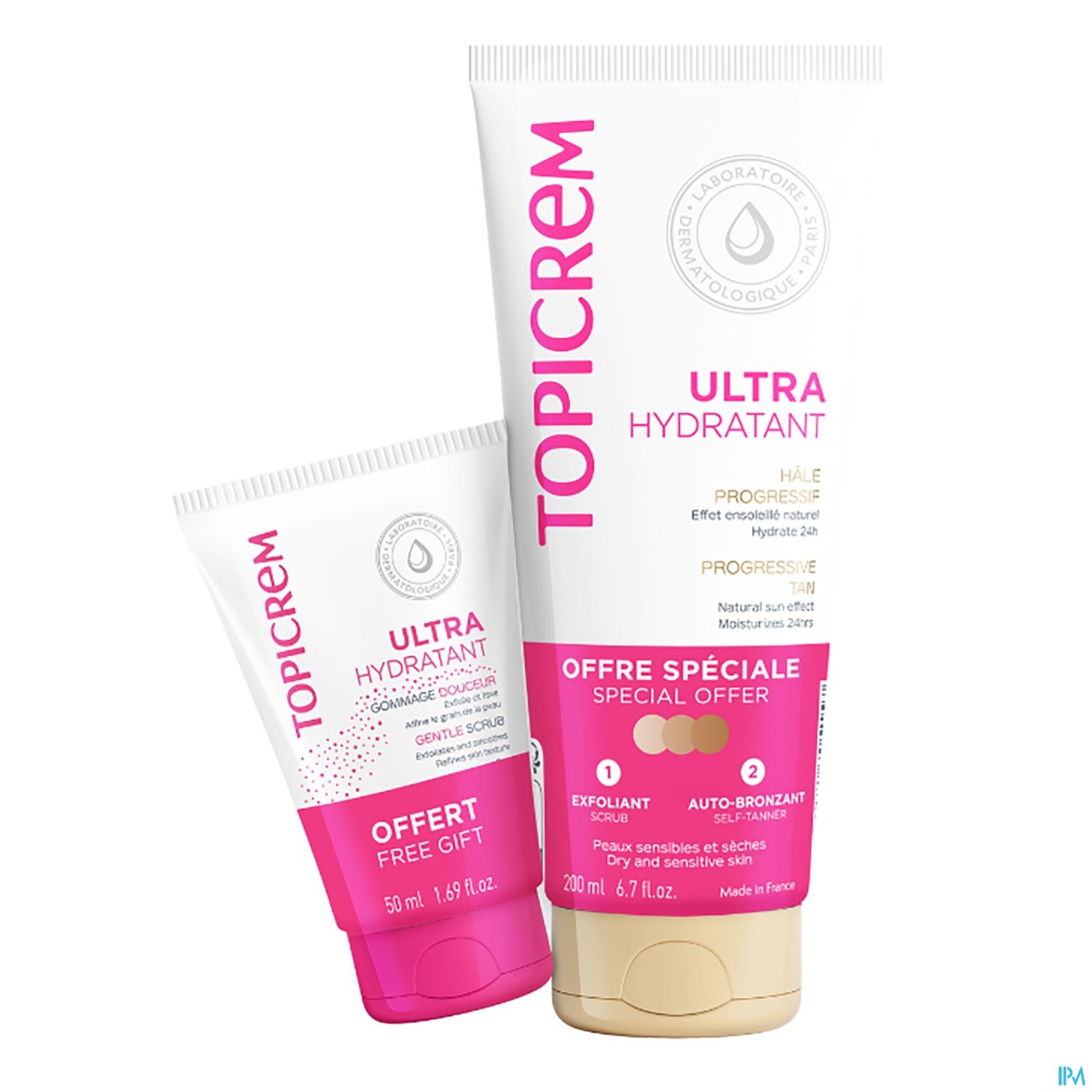 Topicrem Ultra Hydratant Lait Corps 200ml + Gommage Coffret