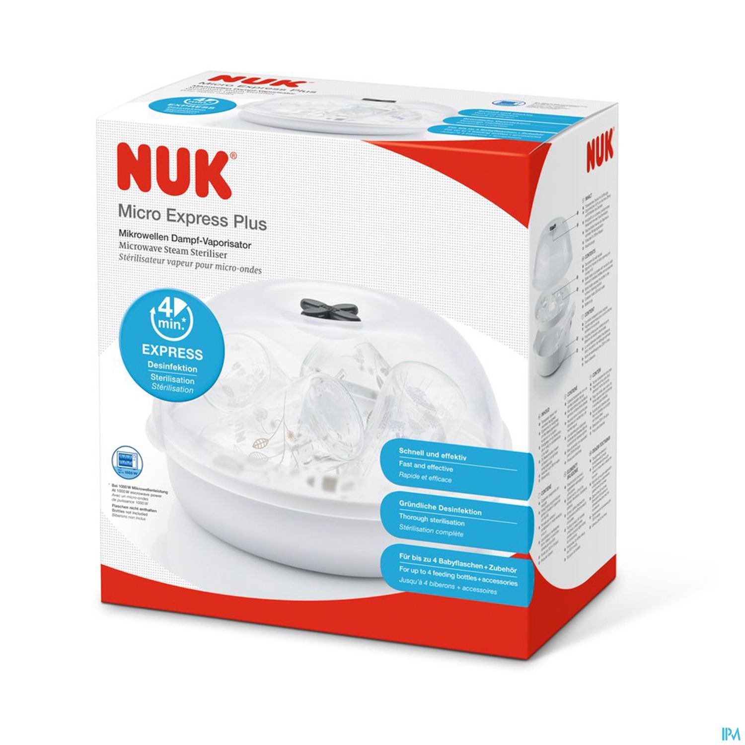Nuk Sterilisateur Microondes 4 Minutes Capacite 4 Biberons Express